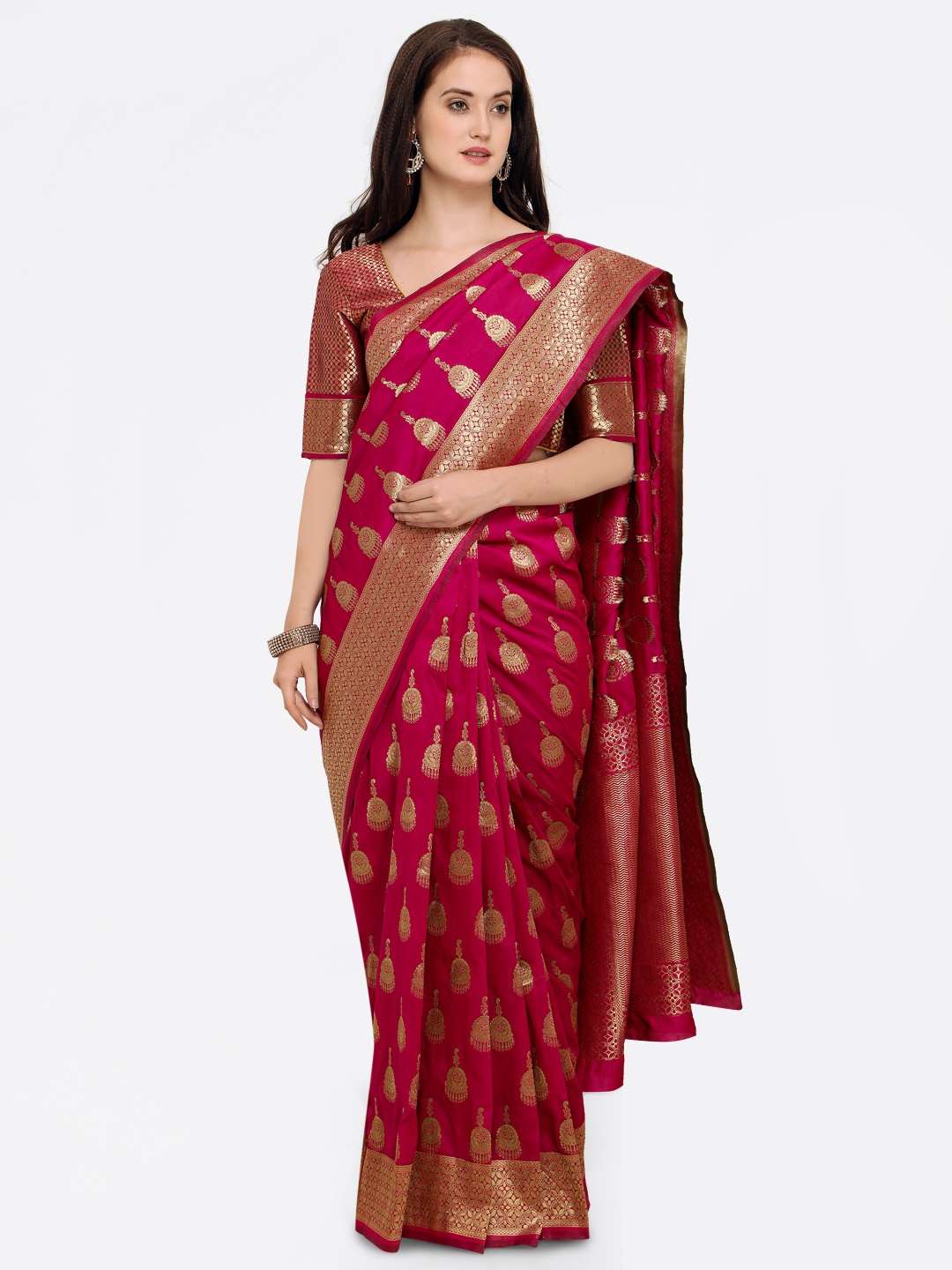 

Shaily Pink Woven Design Banarasi Saree