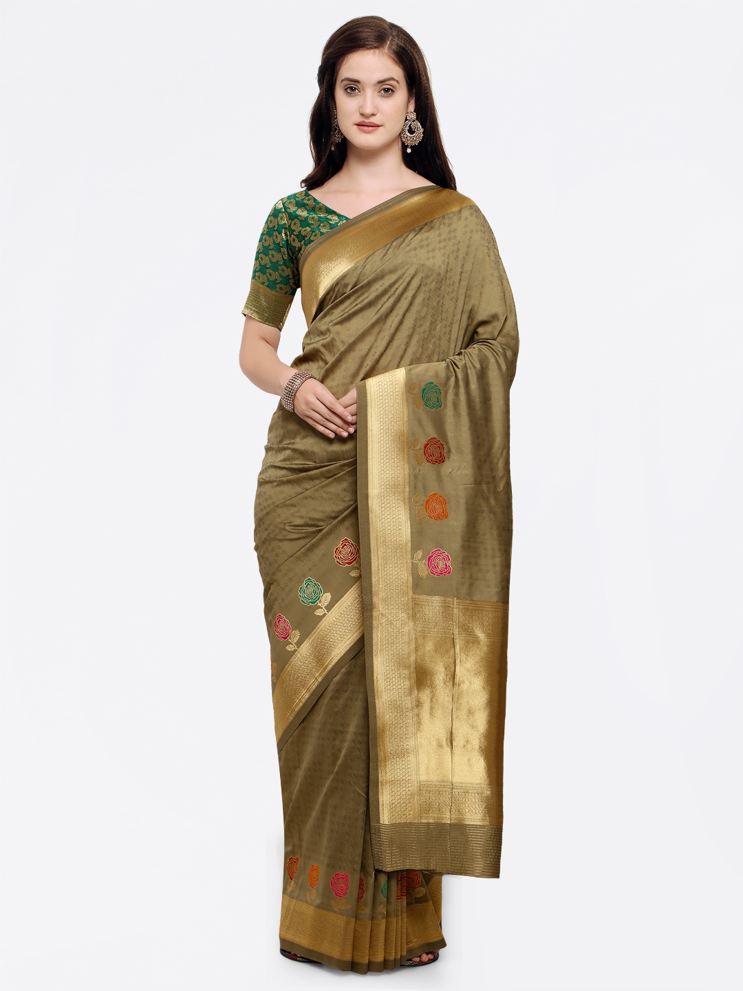

Shaily Beige Pure Silk Woven Design Banarasi Saree