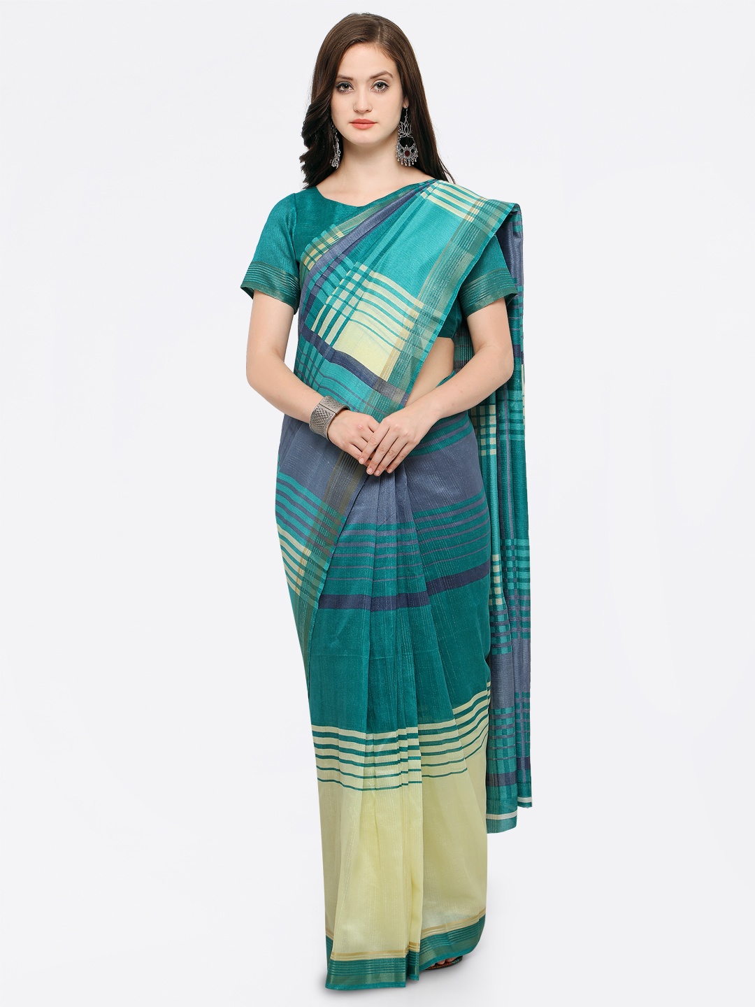 

Shaily Multicoloured Striped Saree, Multi