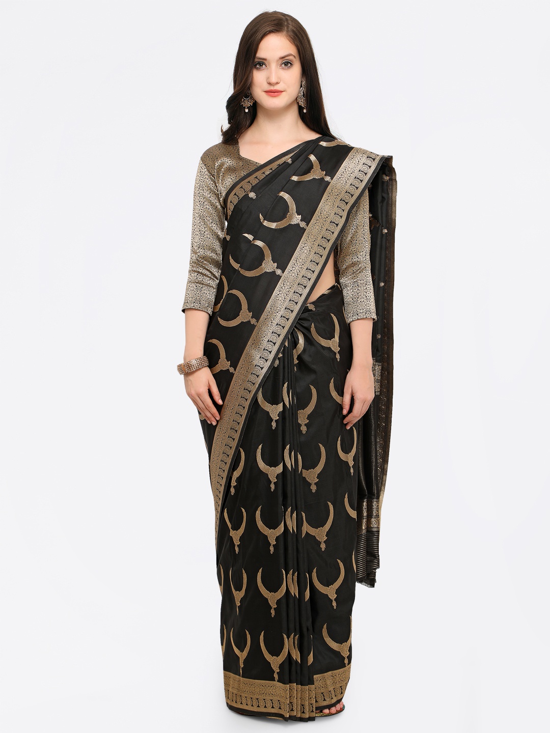 

Shaily Black Pure Silk Woven Design Banarasi Saree