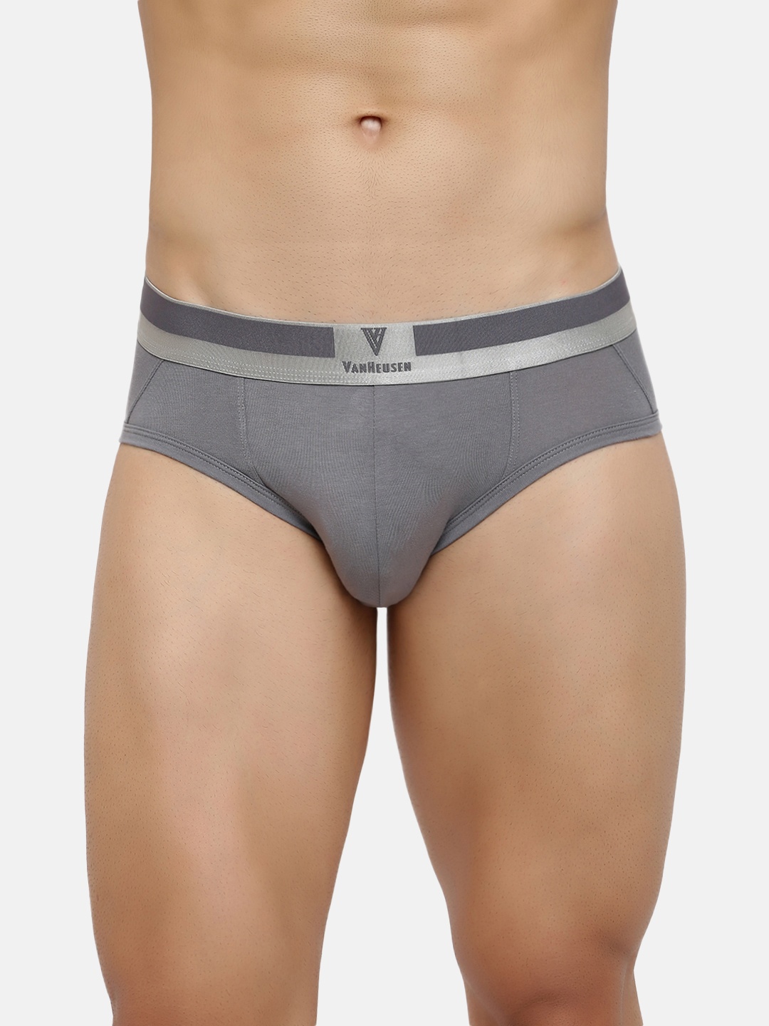 

Van Heusen Men Solid Colour Fresh Ultra Soft Briefs, Grey