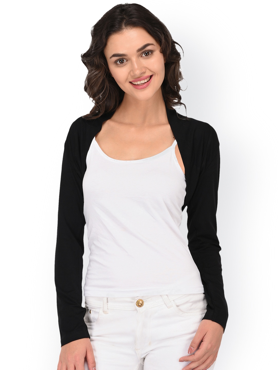 

Espresso Black Solid Open Front Shrug
