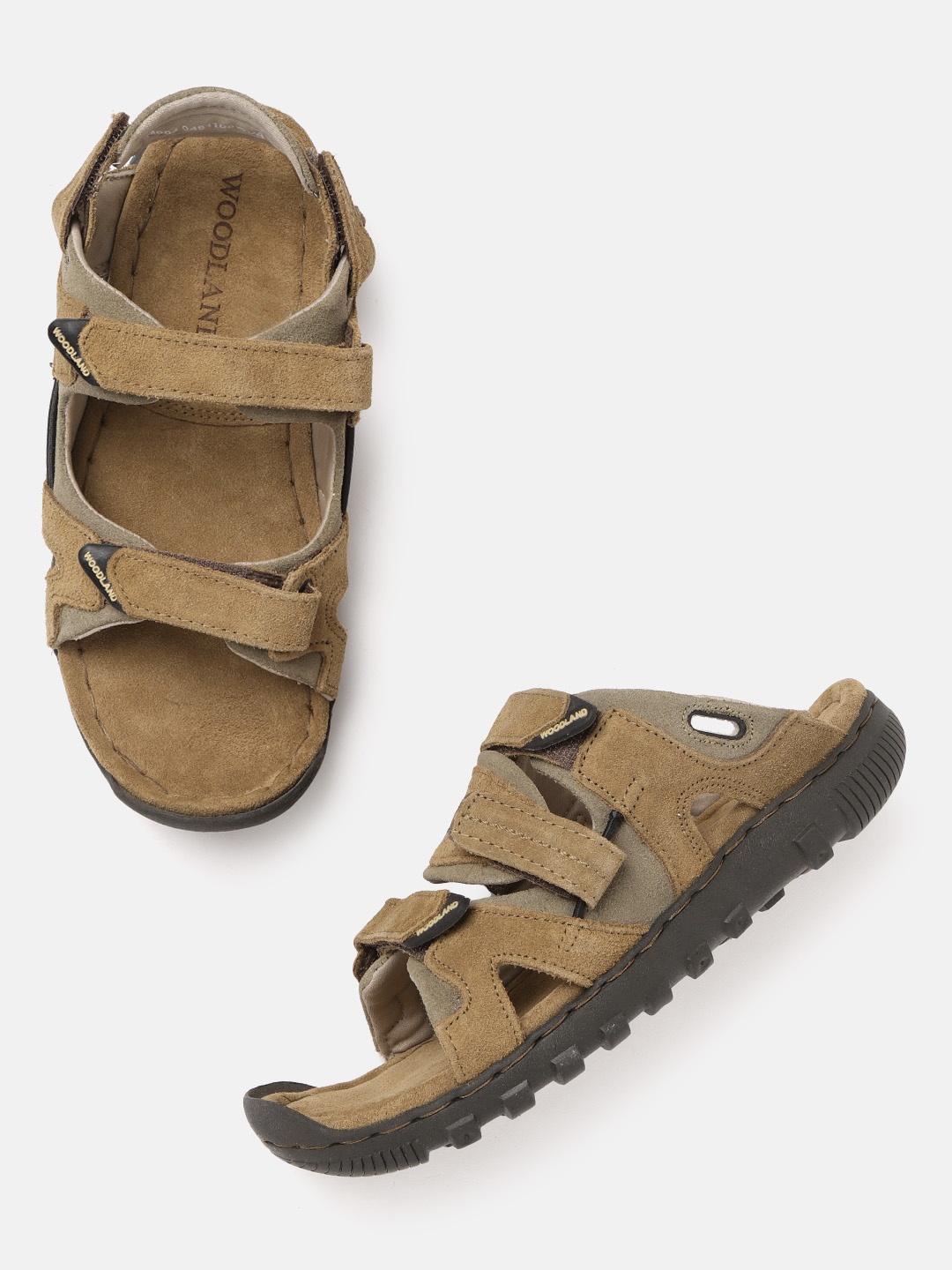 

Woodland Men Suede Leather Comfort Sandals, Camel brown