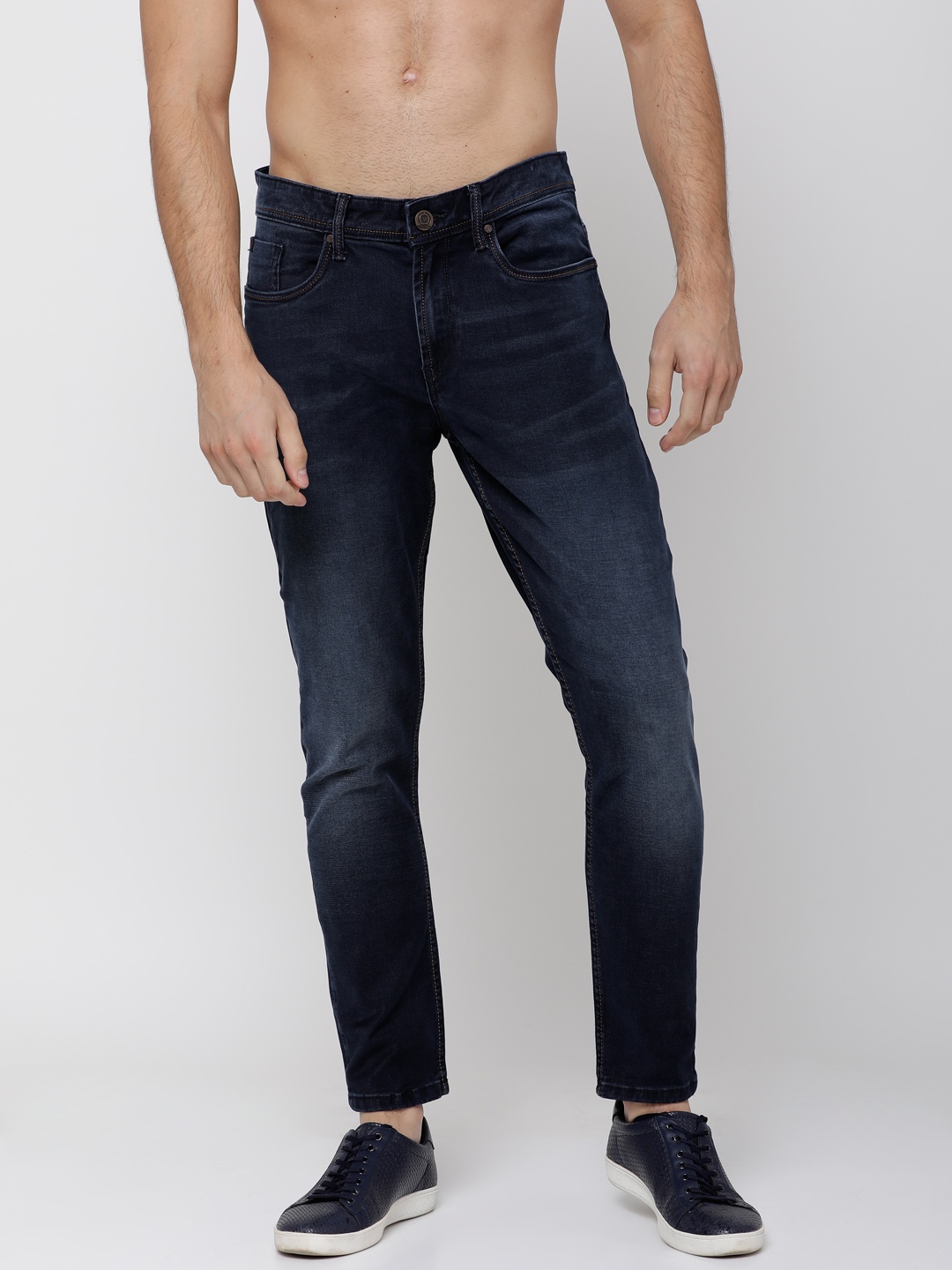 

LOCOMOTIVE Men Blue Tapered Fit Mid-Rise Clean Look Stretchable Jeans