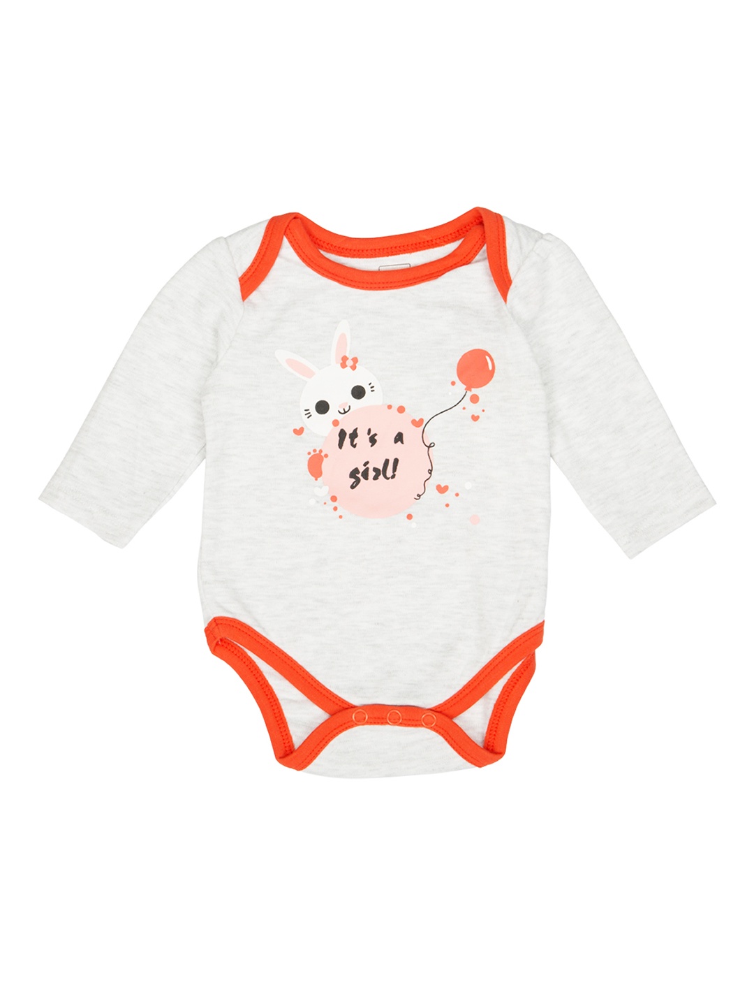 

MeeMee Girls Grey Melange Printed Bodysuit