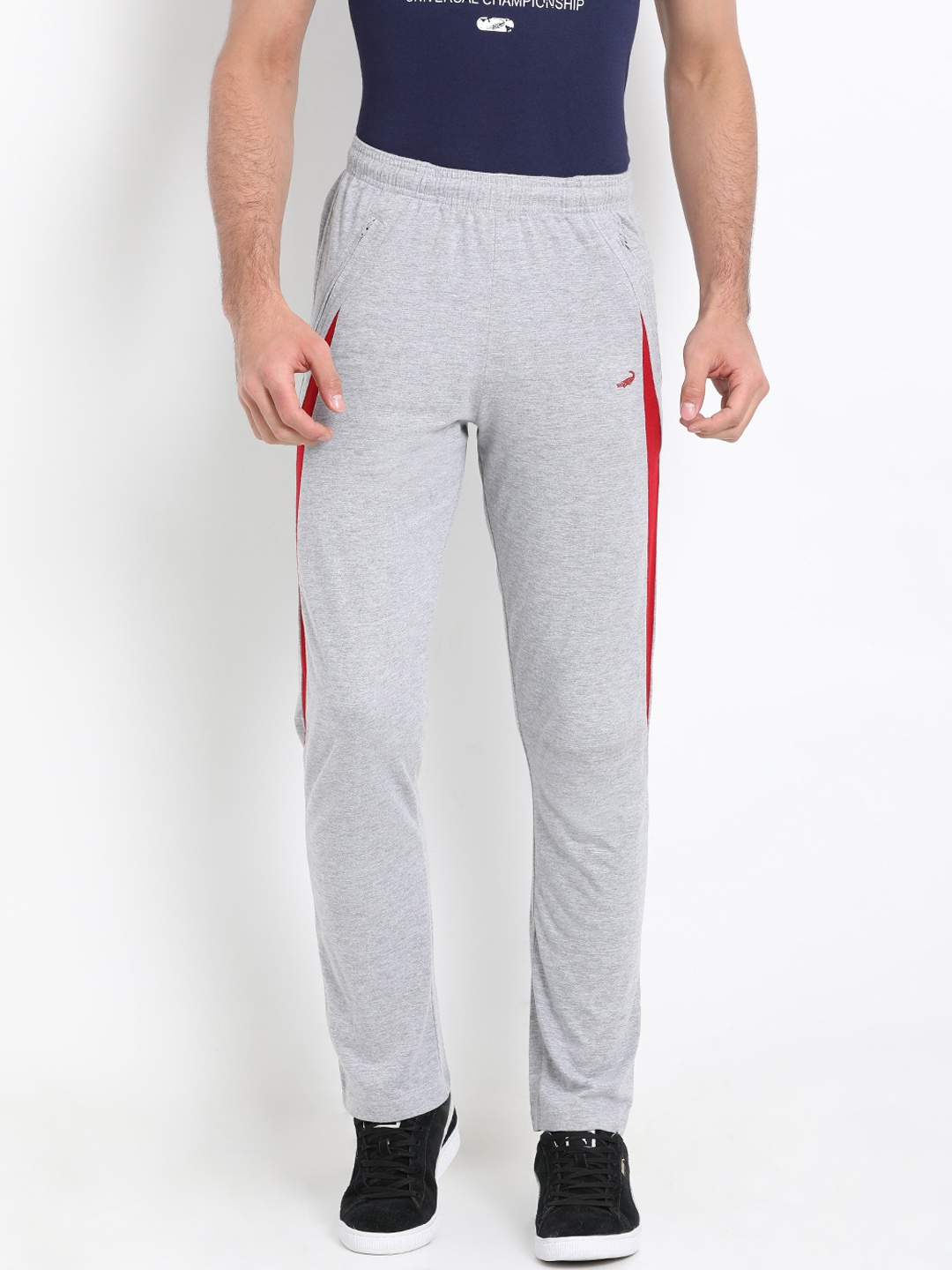 

Fitz Polyester Cotton Track Pants For Men, Grey