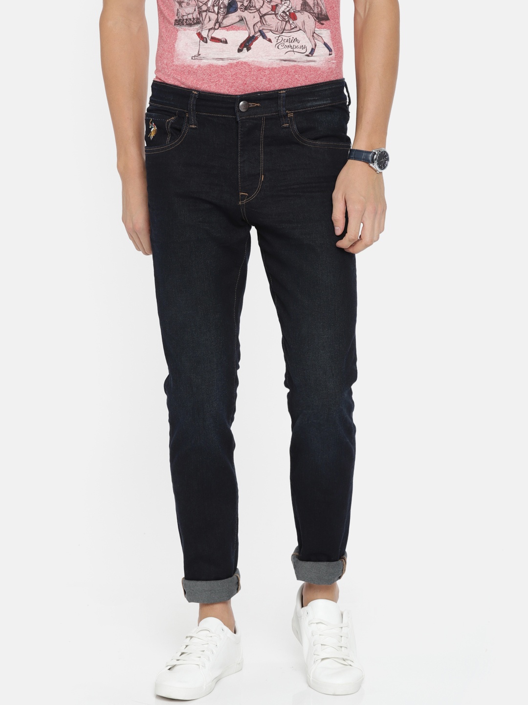 

U.S. Polo Assn. Denim Co. Men Blue Slim Fit Mid-Rise Clean Look Stretchable Jeans