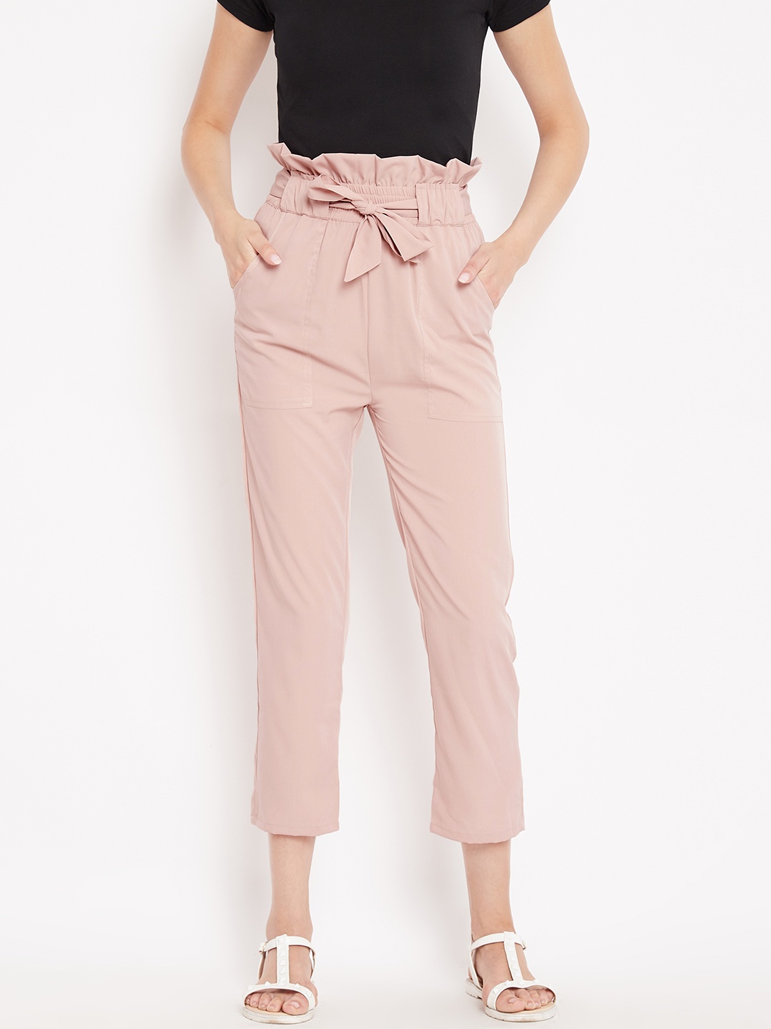 

PANIT Women Dusty Pink Regular Fit Solid Peg Trousers