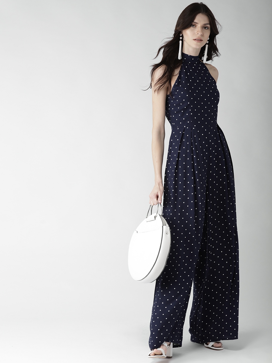 

20Dresses Navy Blue & Off-White Printed Basic Jumpsuit