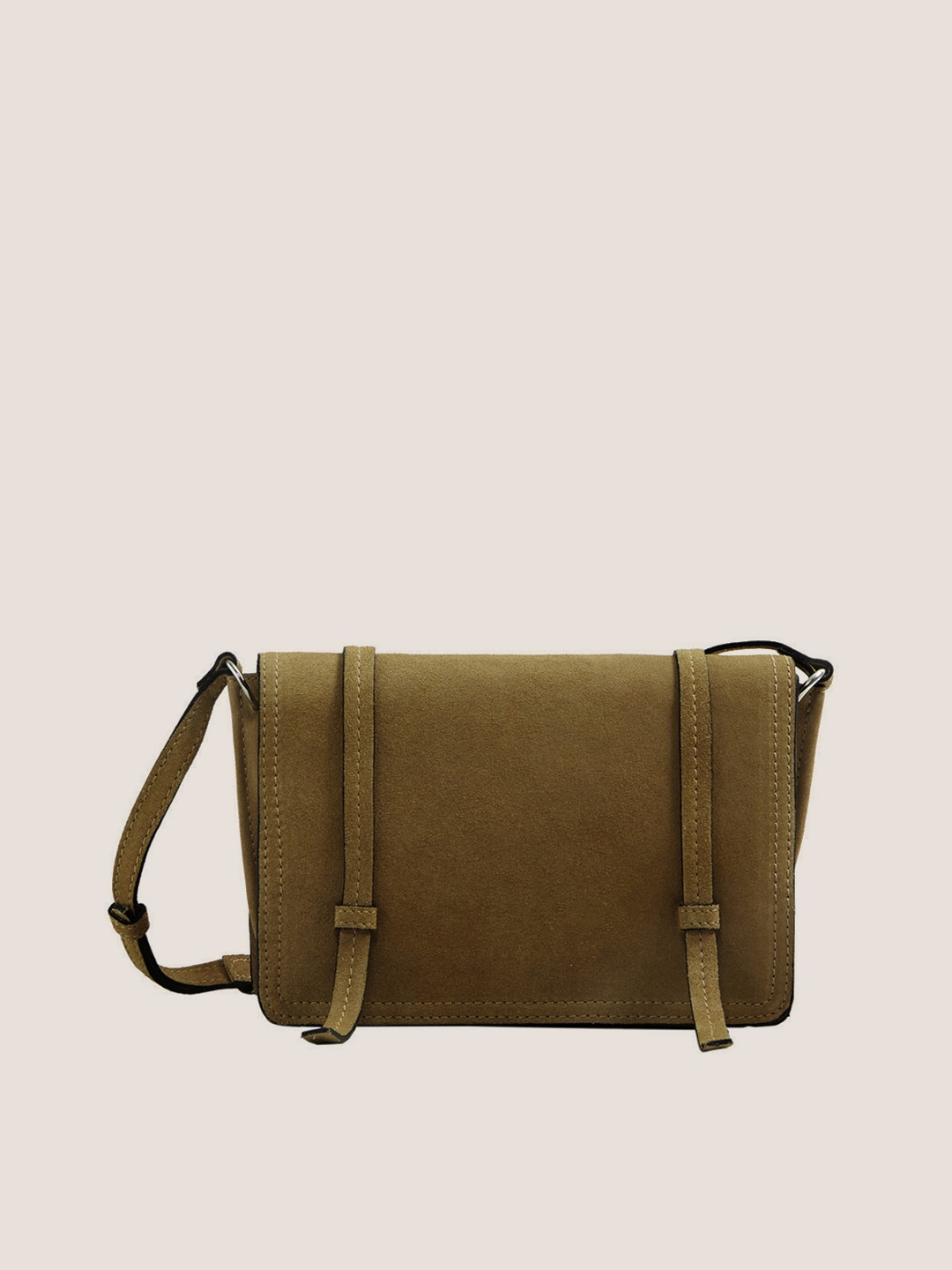 

MANGO Olive Green Solid Sling Bag