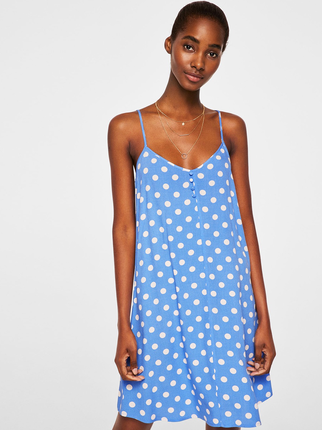 

MANGO Women Blue & White Printed A-Line Dress