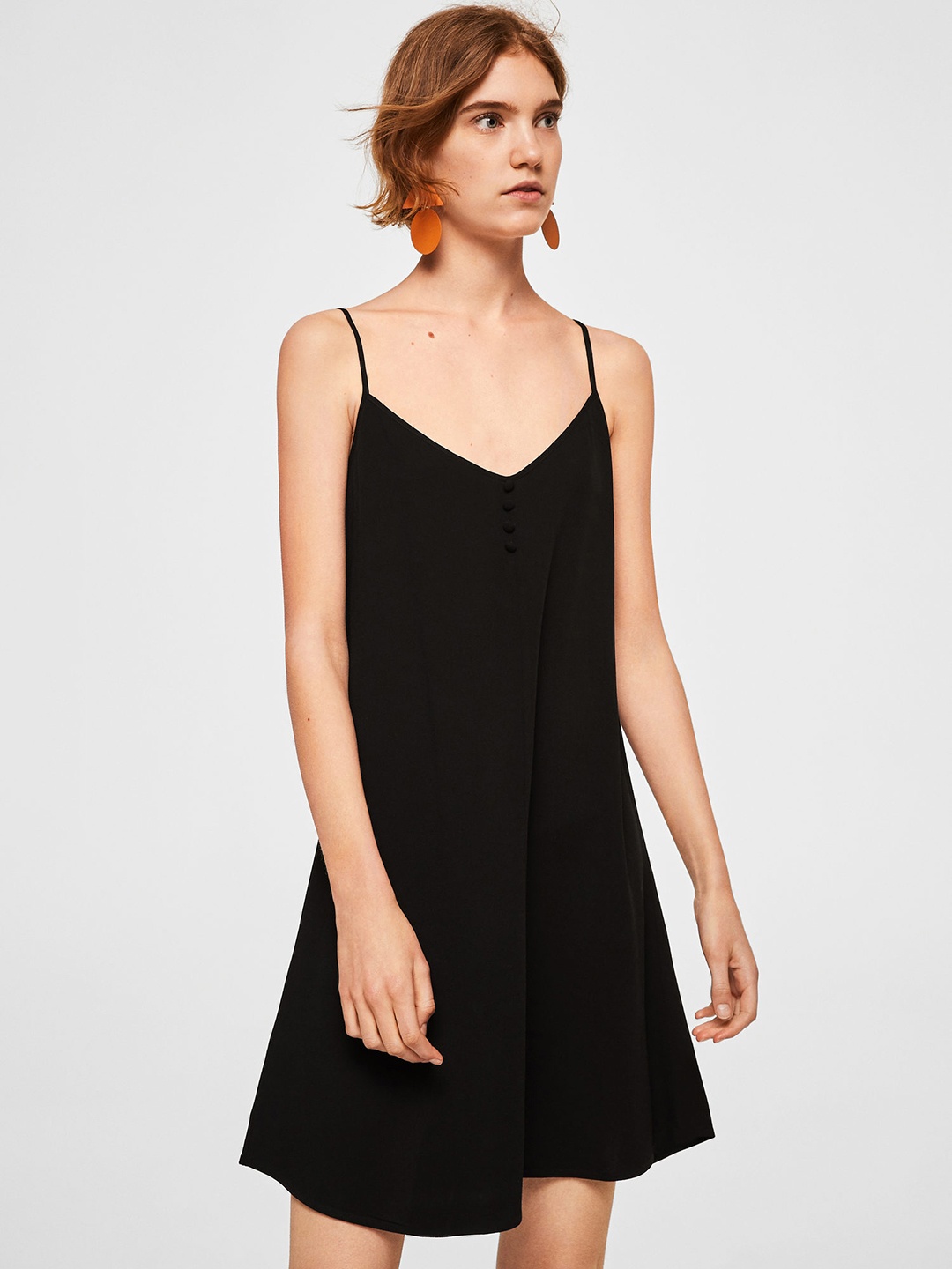 

MANGO Women Black Solid A-Line Dress
