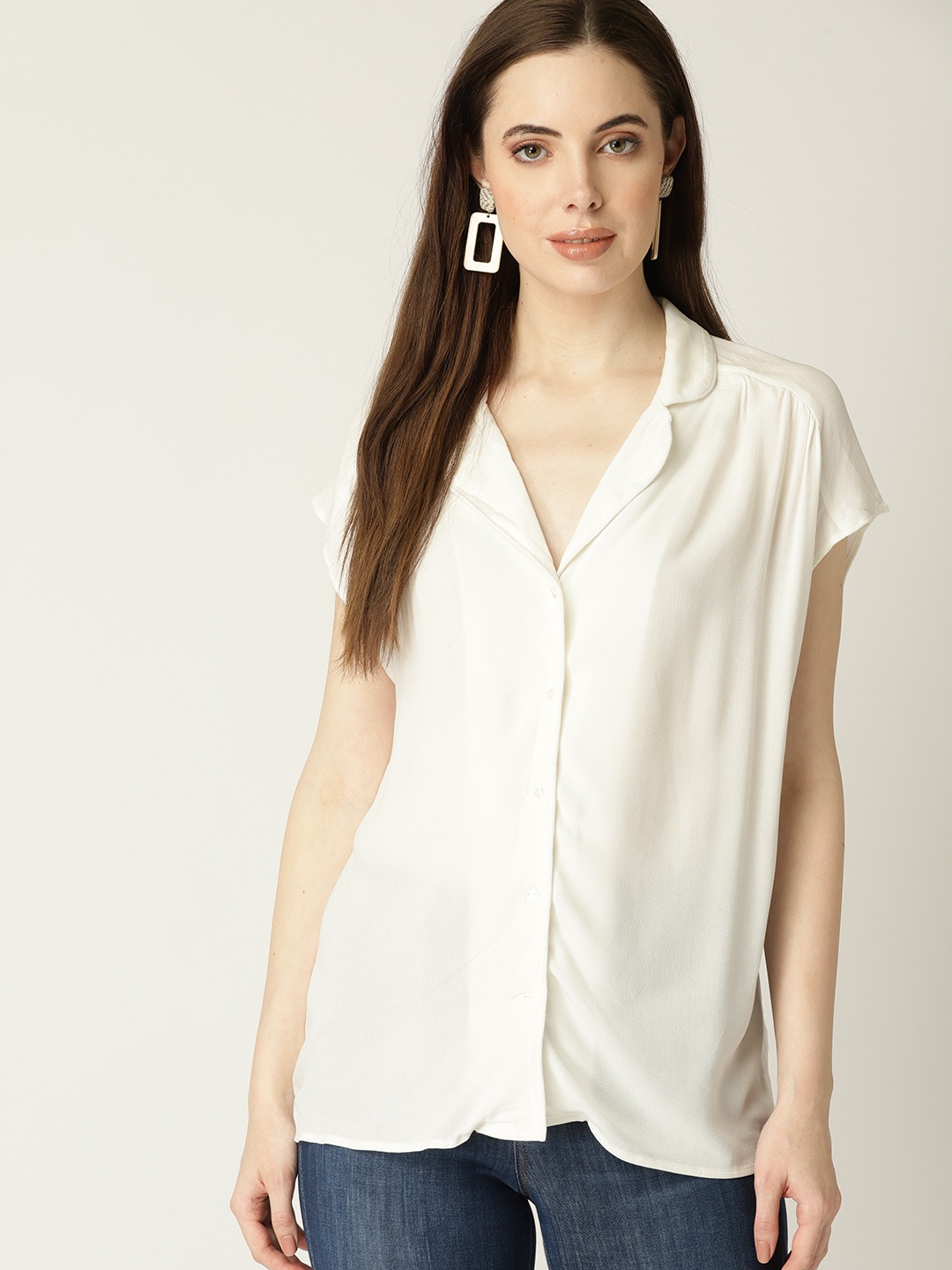 

MANGO Women White Regular Fit Solid Casual Shirt