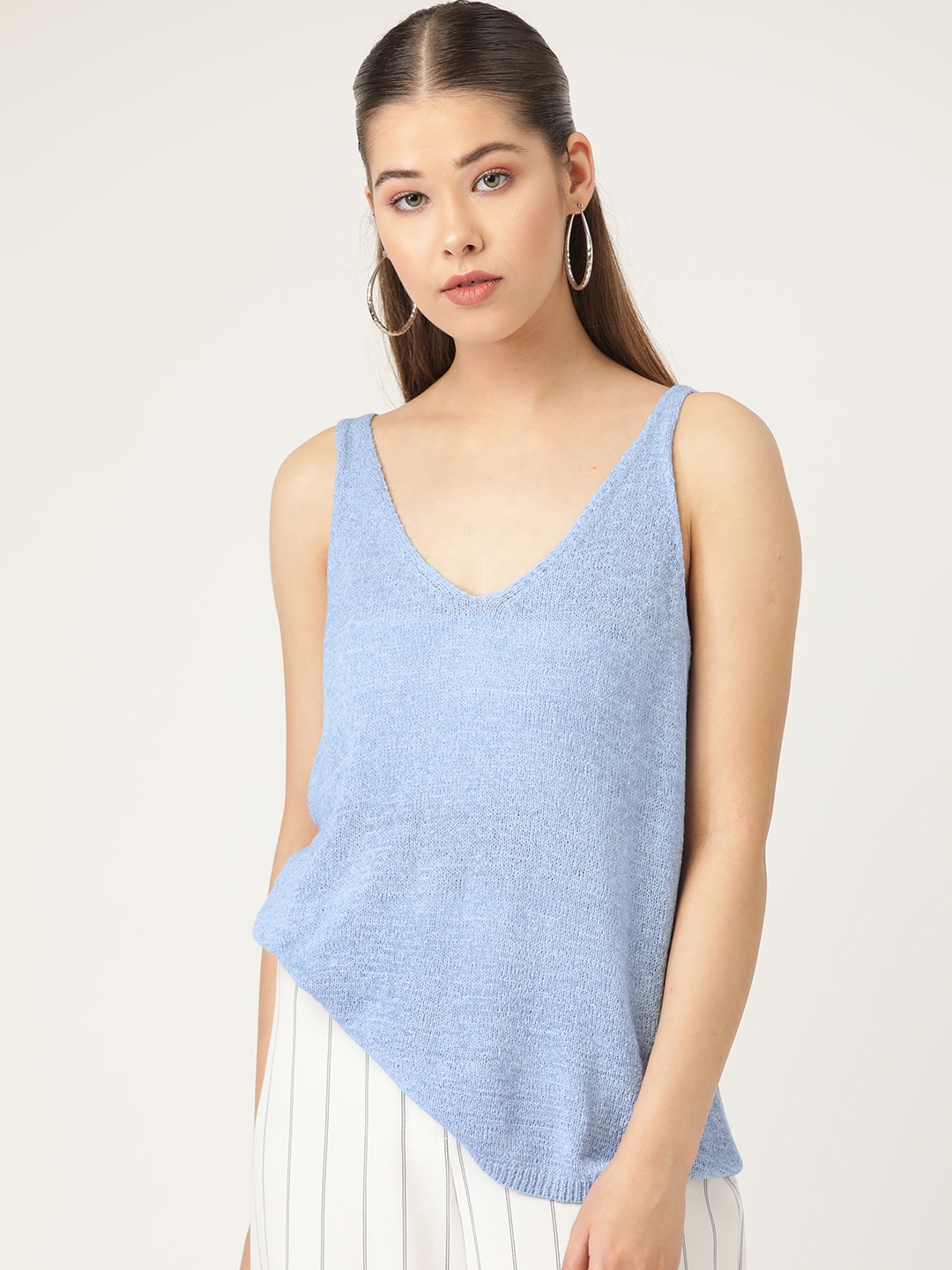 

MANGO Women Blue Solid Top