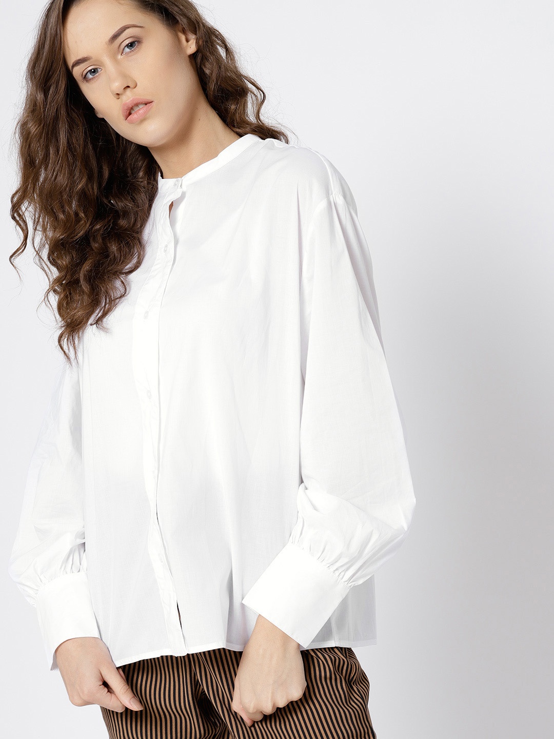 

MANGO Women White Regular Fit Solid Casual Shirt