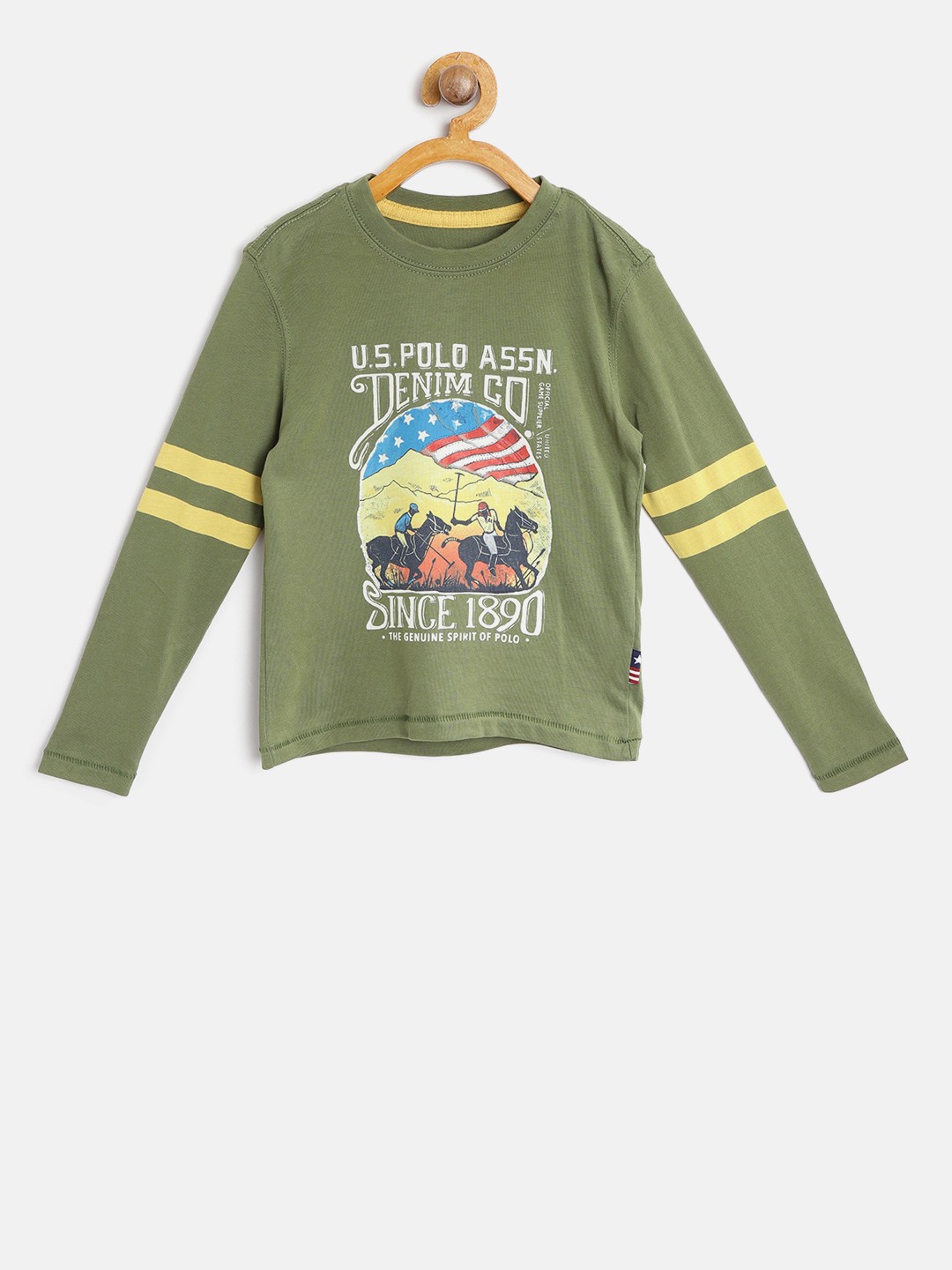 

U.S. Polo Assn. Kids Boys Olive Green Printed Round Neck T-shirt