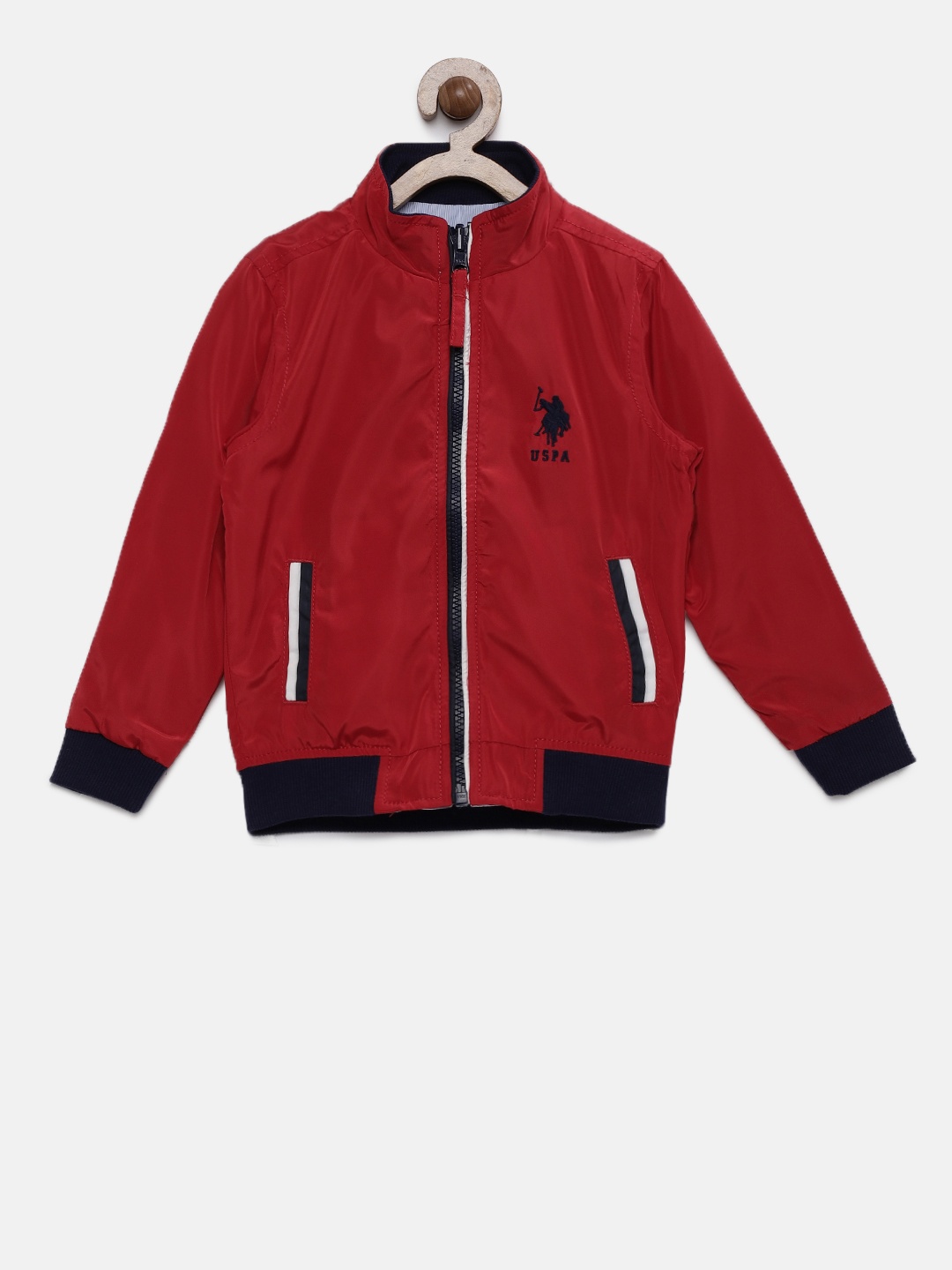 

U.S. Polo Assn. Kids Red & Blue Solid Reversible Open Front Jacket