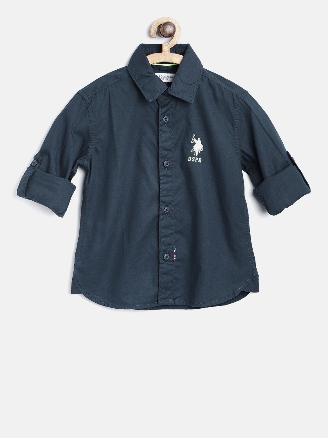 

U.S. Polo Assn. Kids Boys Navy Blue Regular Fit Solid Casual Shirt