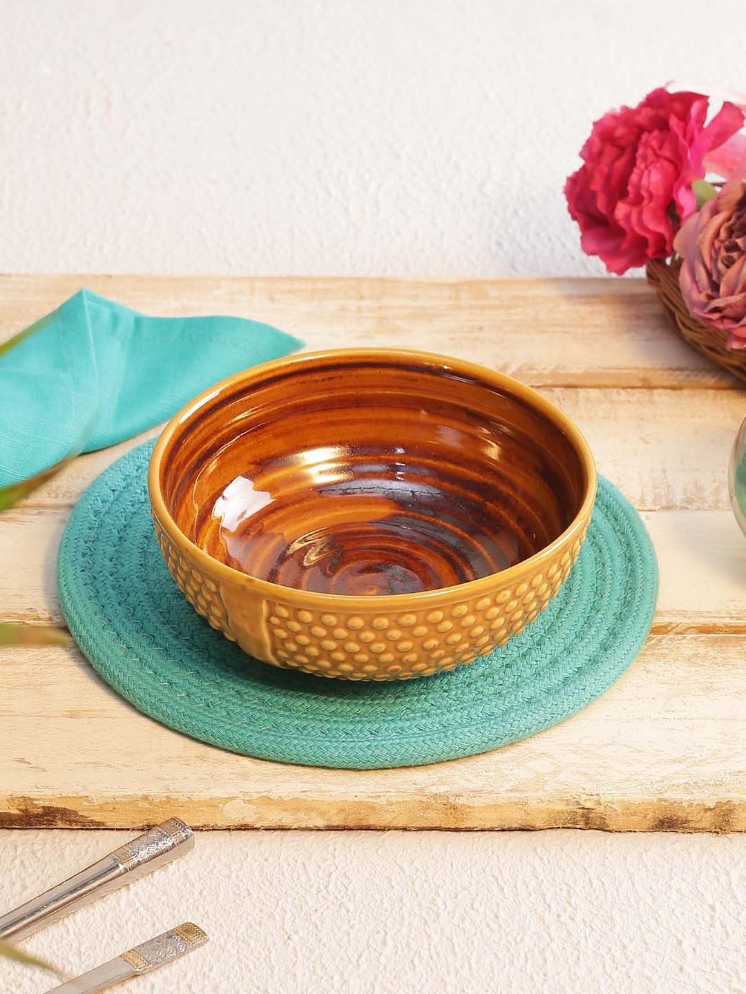 

MIAH Decor Ergonomic Crafted Serving Bowls, Tan