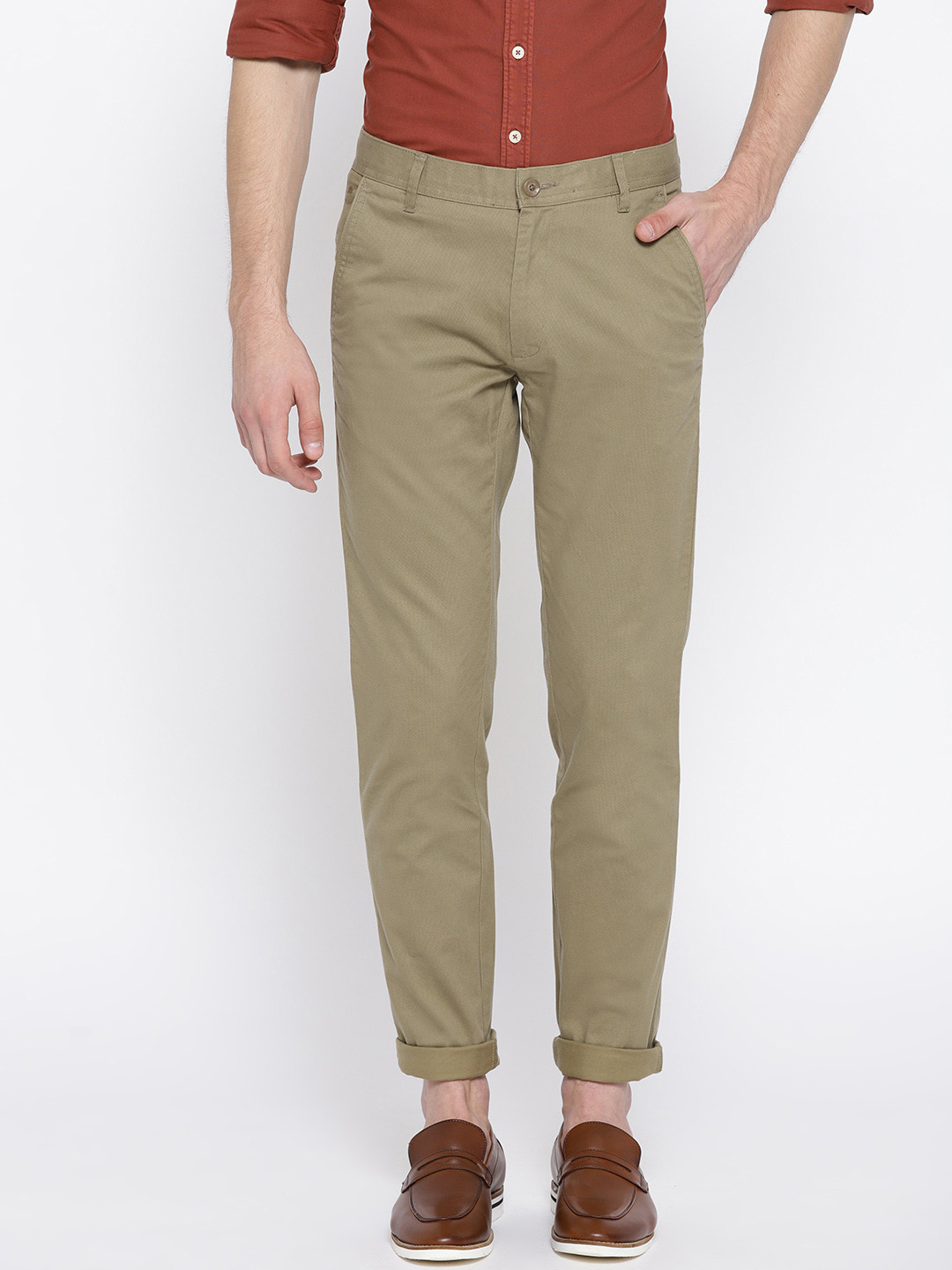 

Monte Carlo Men Khaki Printed Smart Fit Solid Regular Trousers