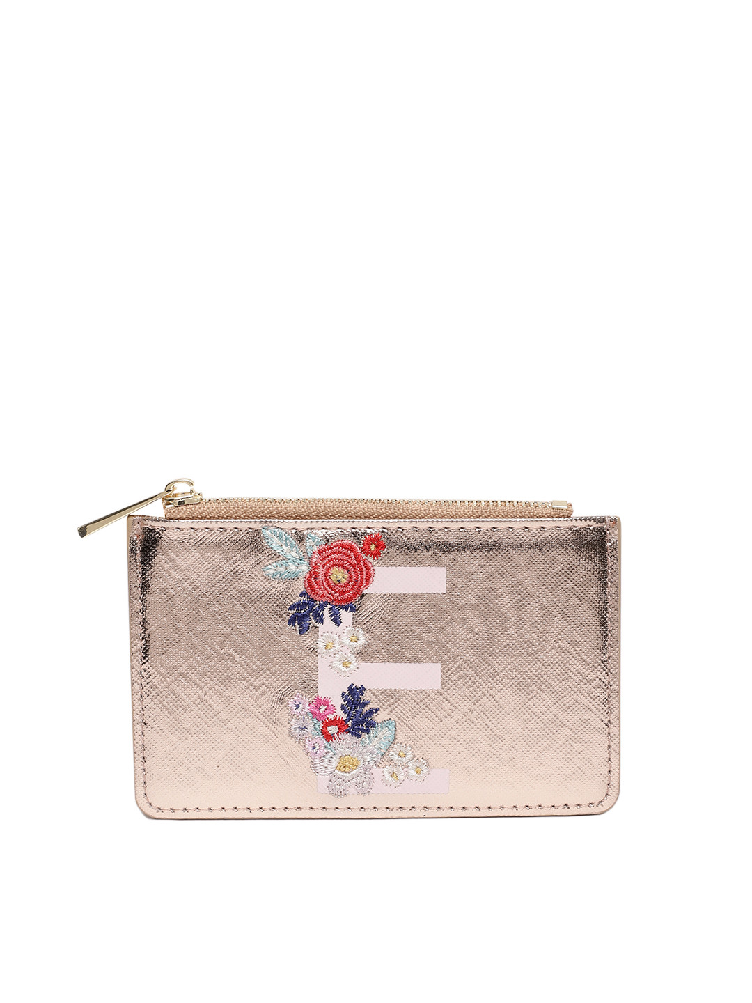 

Accessorize Women Rose Gold-Toned Embroidered Card Holder