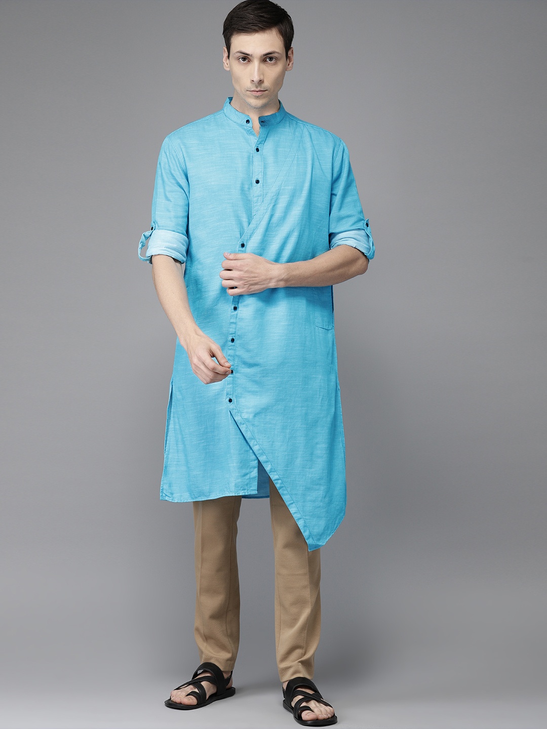 

Freehand Men Blue Slim Fit Solid Straight Kurta