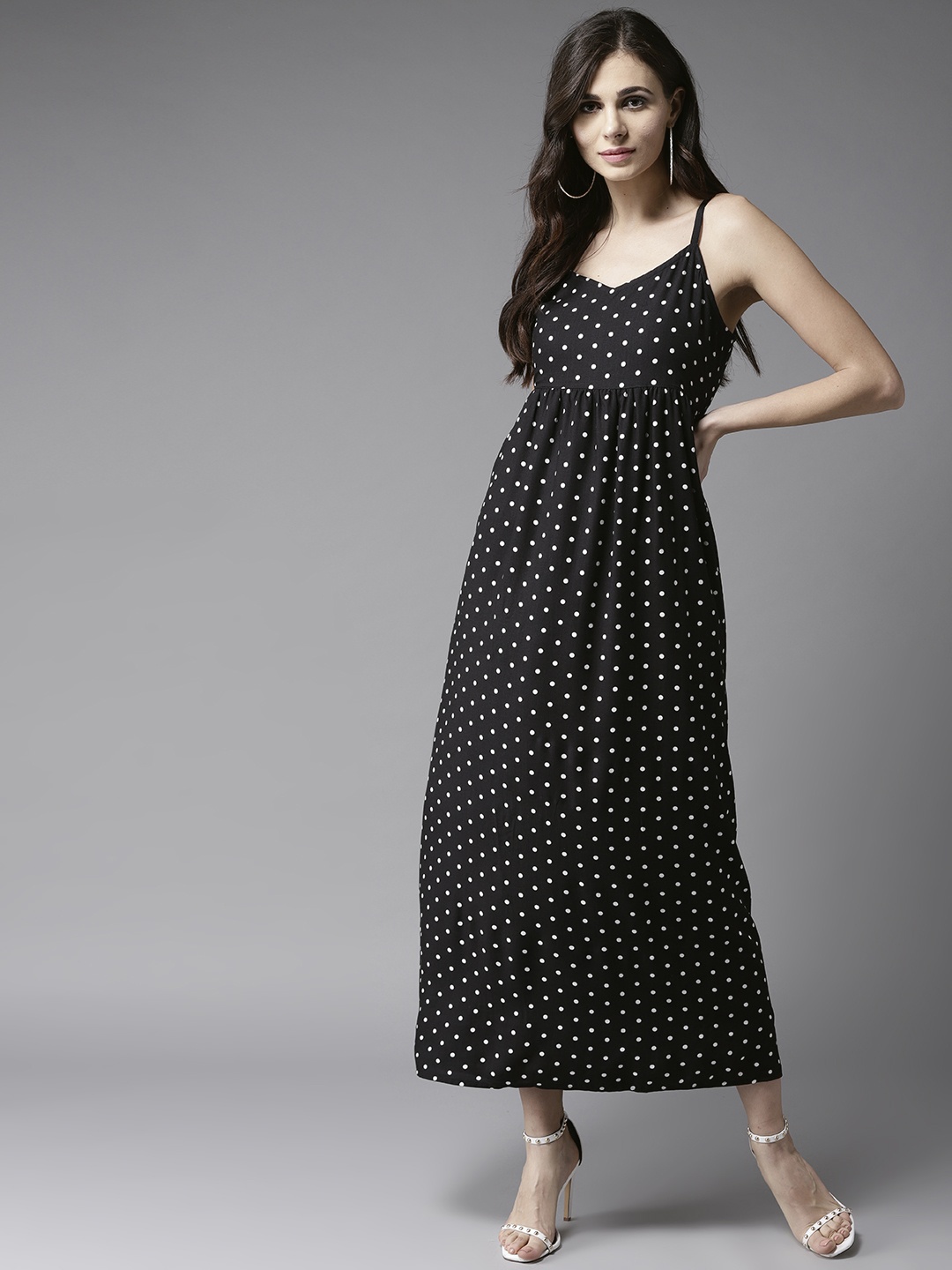 

Moda Rapido On The Spot Polka Strap Maxi Dress, Black