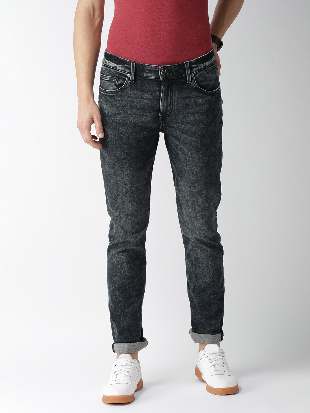 Celio Men Blue Slim Fit Mid-Rise Clean Look Stretchable Jeans