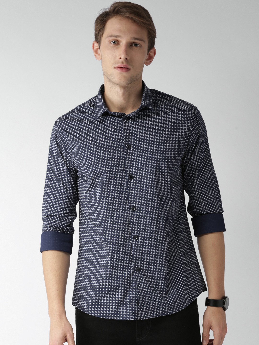 

Celio Men Blue Slim Fit Printed Casual Shirt