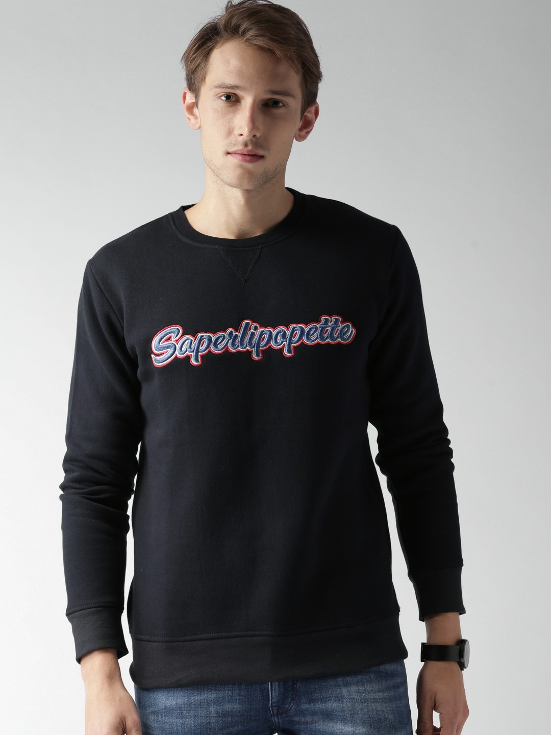 

Celio Men Navy Blue Solid Sweatshirt