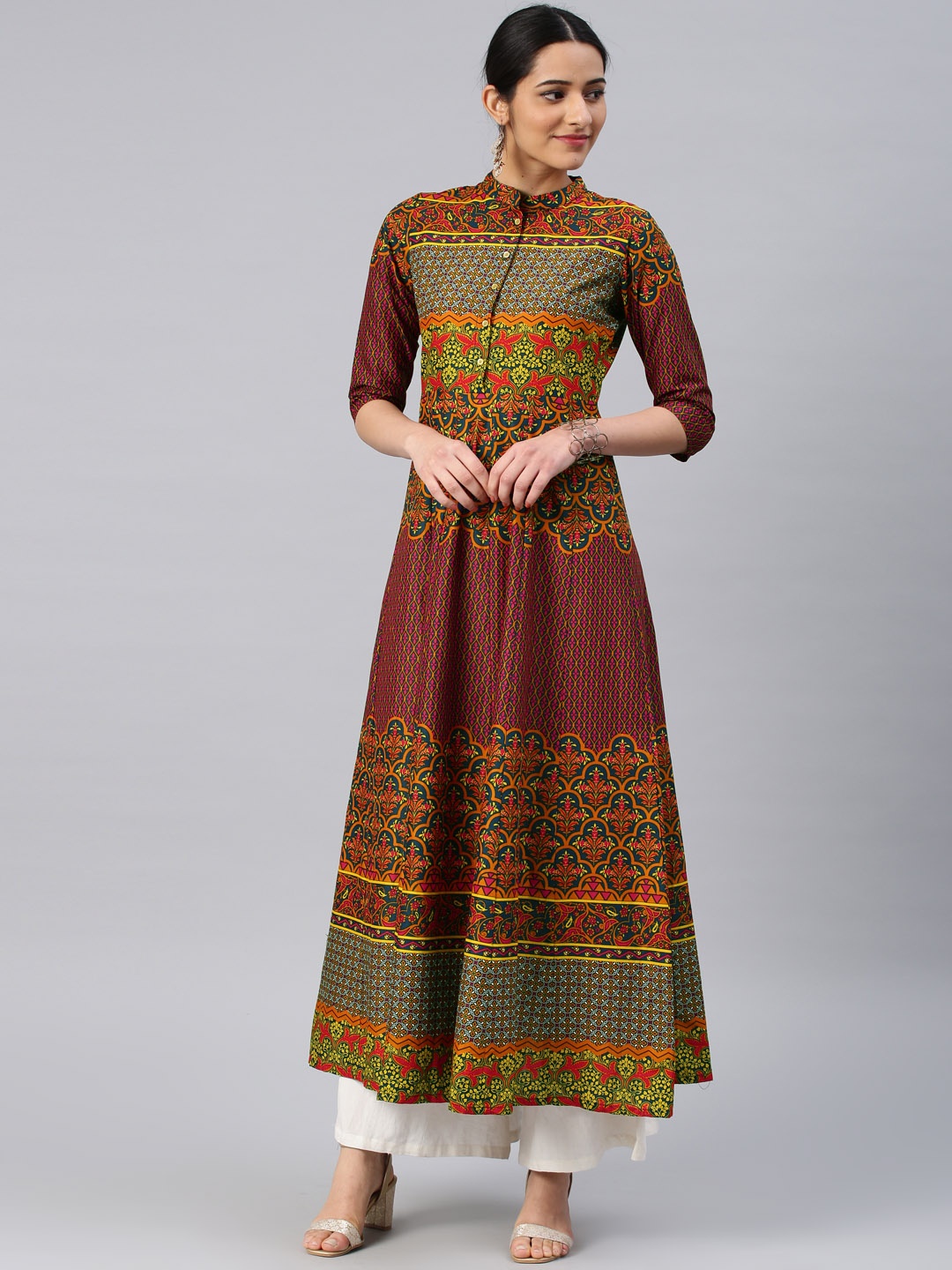 

Vishudh Women Navy Blue Printed Fit and Flare Dress