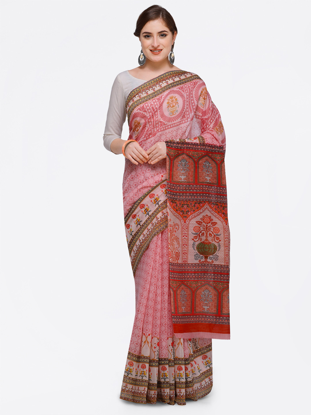 

Pisara Pink Printed Pure Cotton Saree