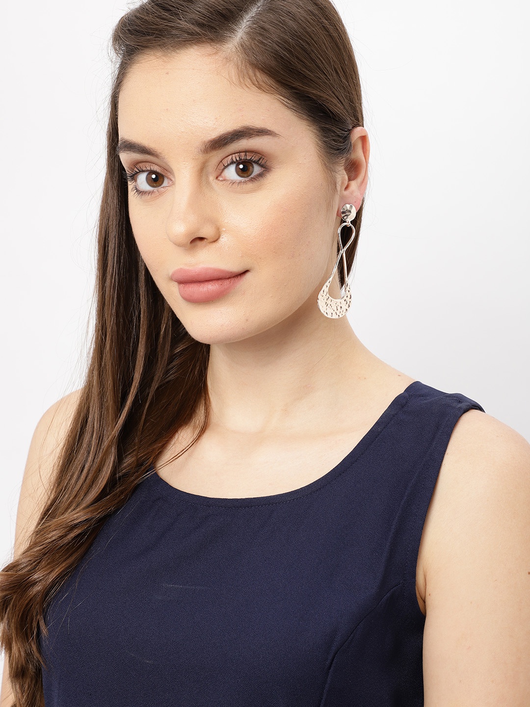 

Ayesha Rose Gold-Toned Contemporary Hammered Drop Earrings