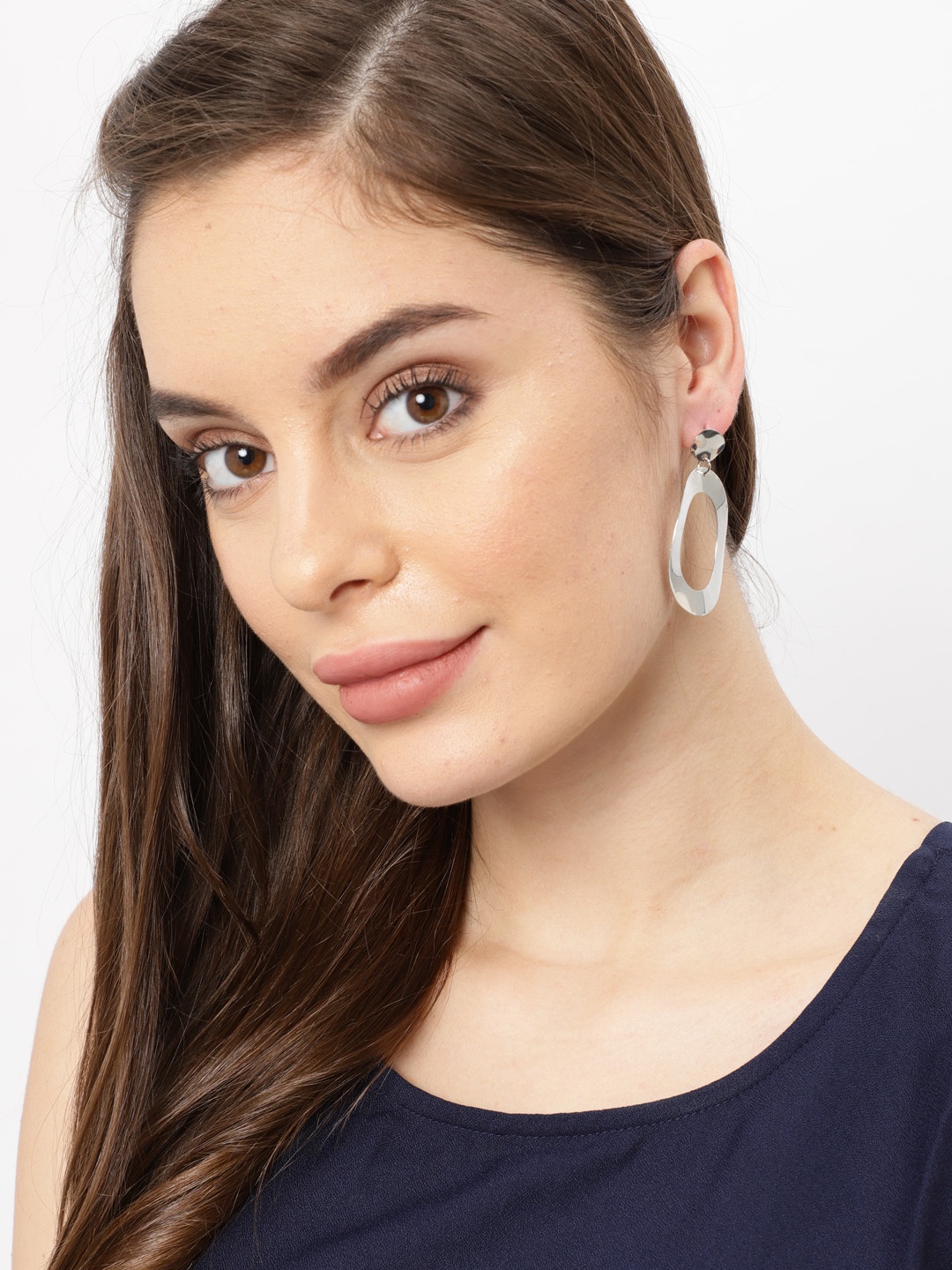 

Ayesha Silver-Toned COntemporary Silver-Toned Circular Twisted Drop Earrings