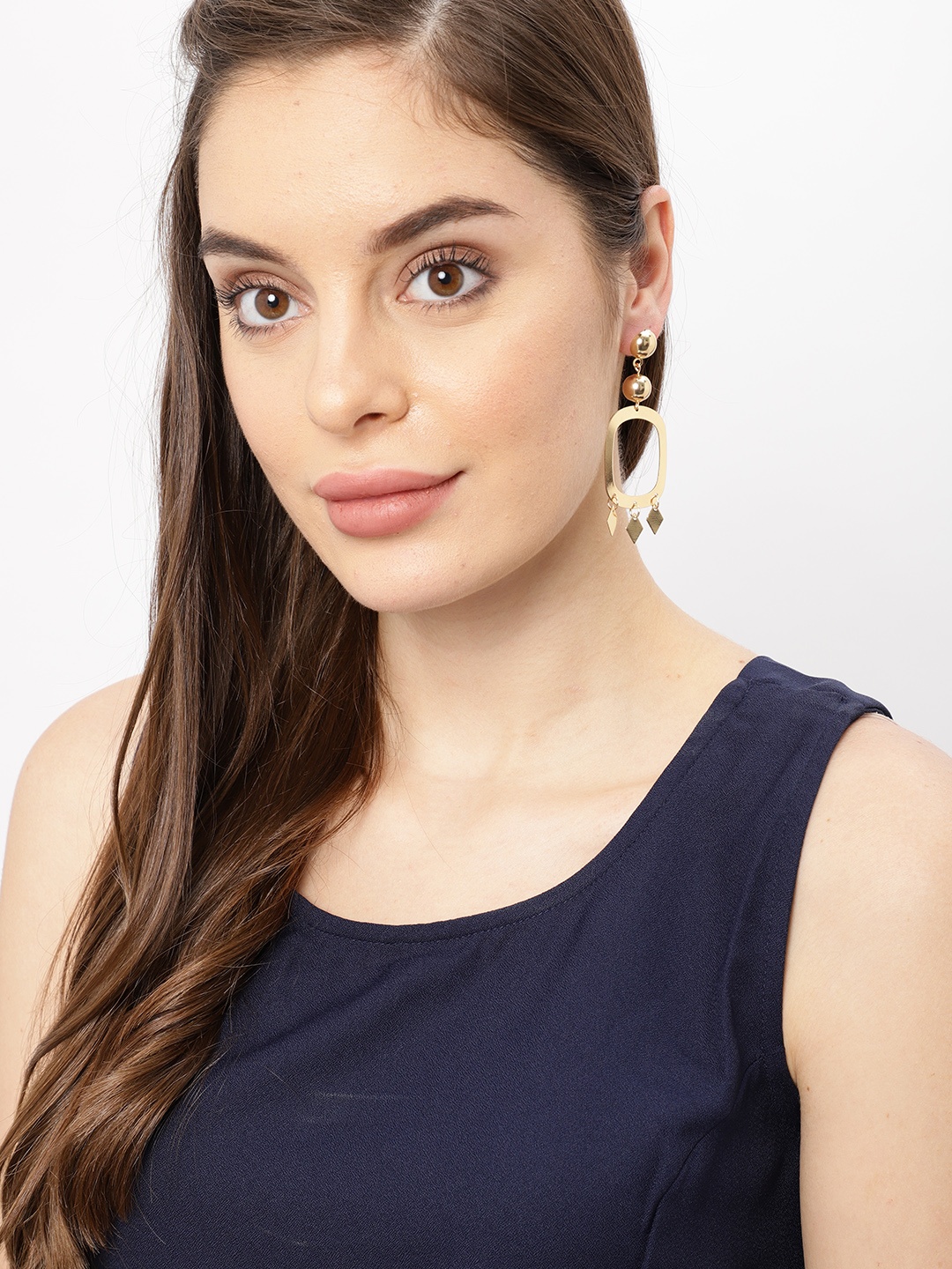 

Ayesha Gold-Toned Contemporary Geometric Dangler Earrings