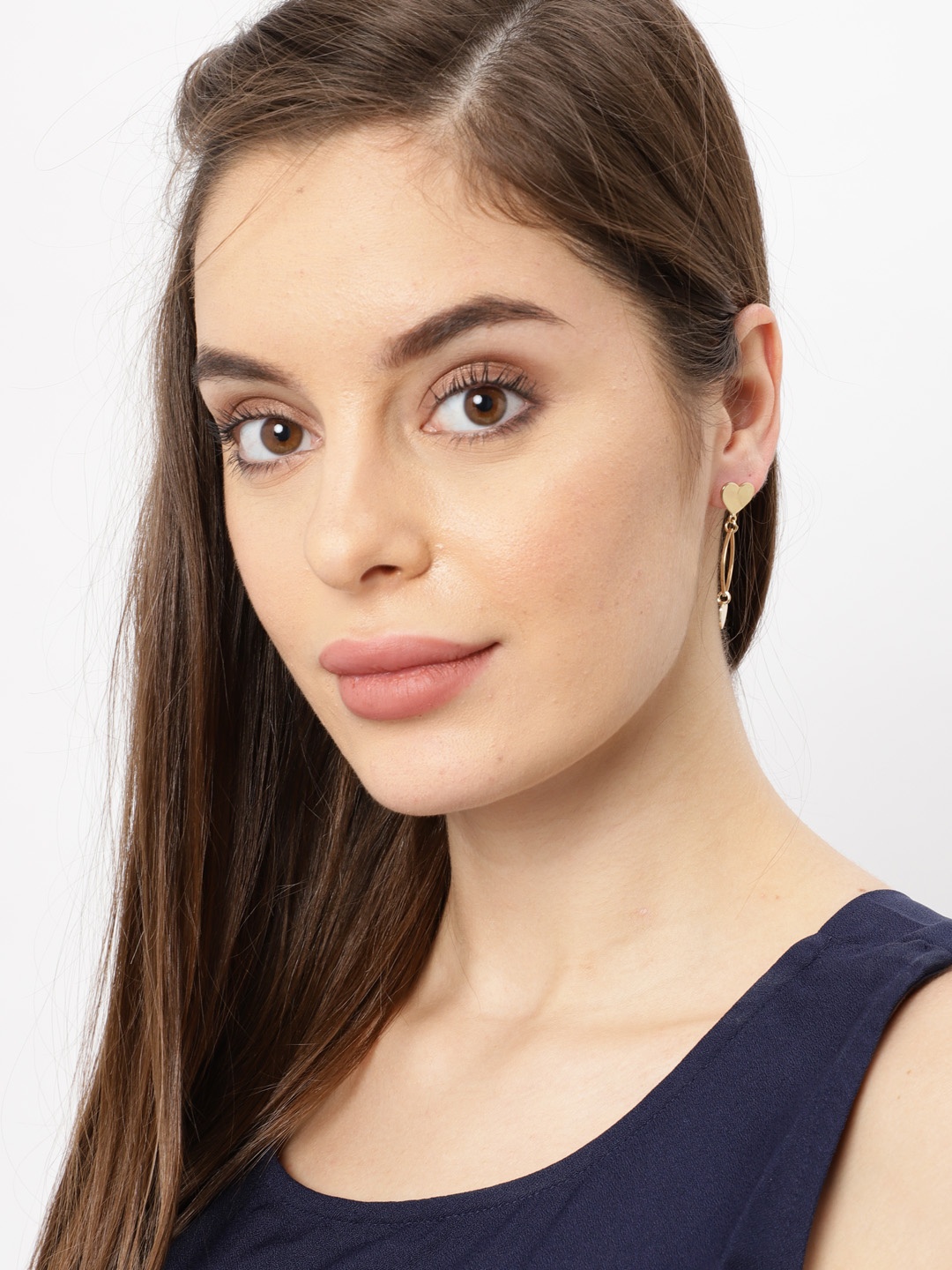 

Ayesha Gold-Toned Heart Marquise Loop Drop Silver-toned Earrings