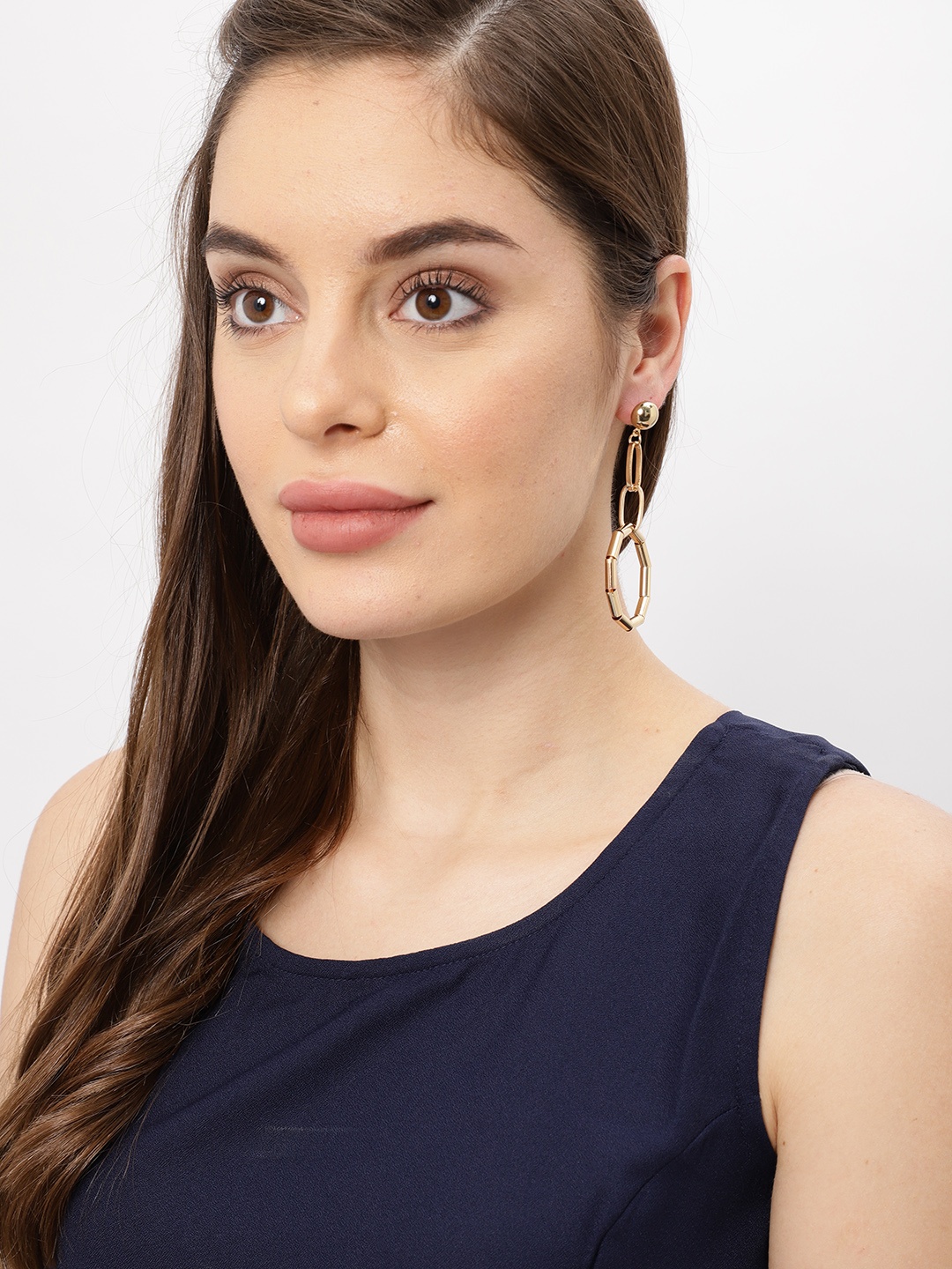 

Ayesha Gold-Toned Contemporary Circular Piped Long Drop Earrings