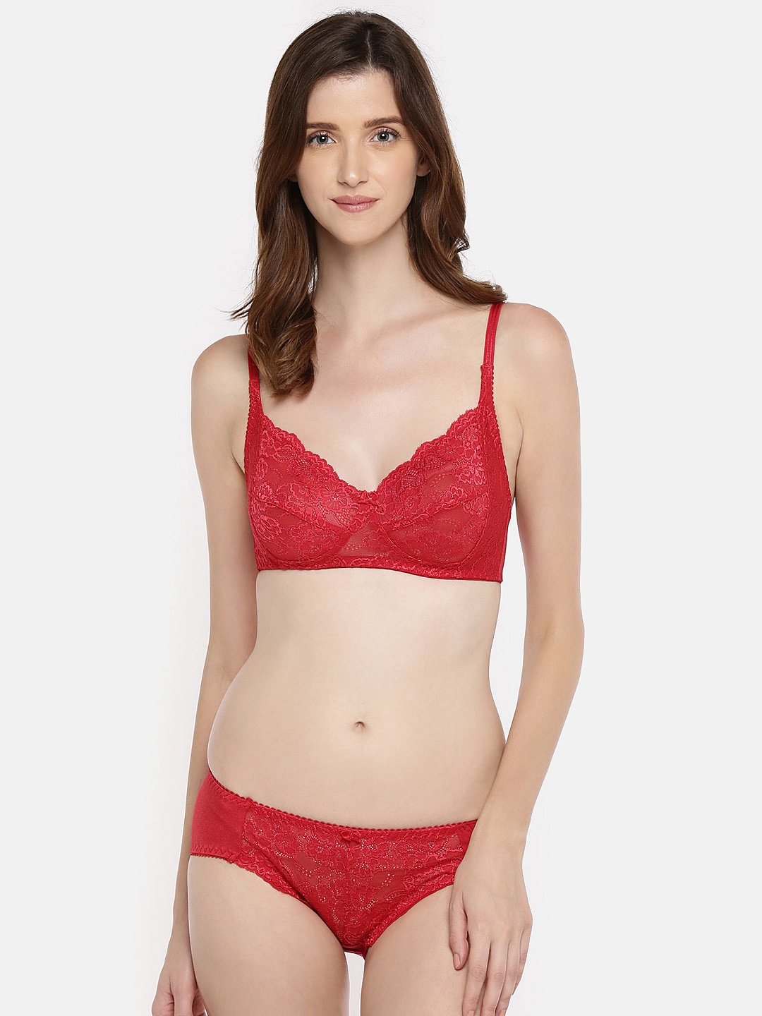 

Lady Love Red Self Design Lingerie Set LLSET4060