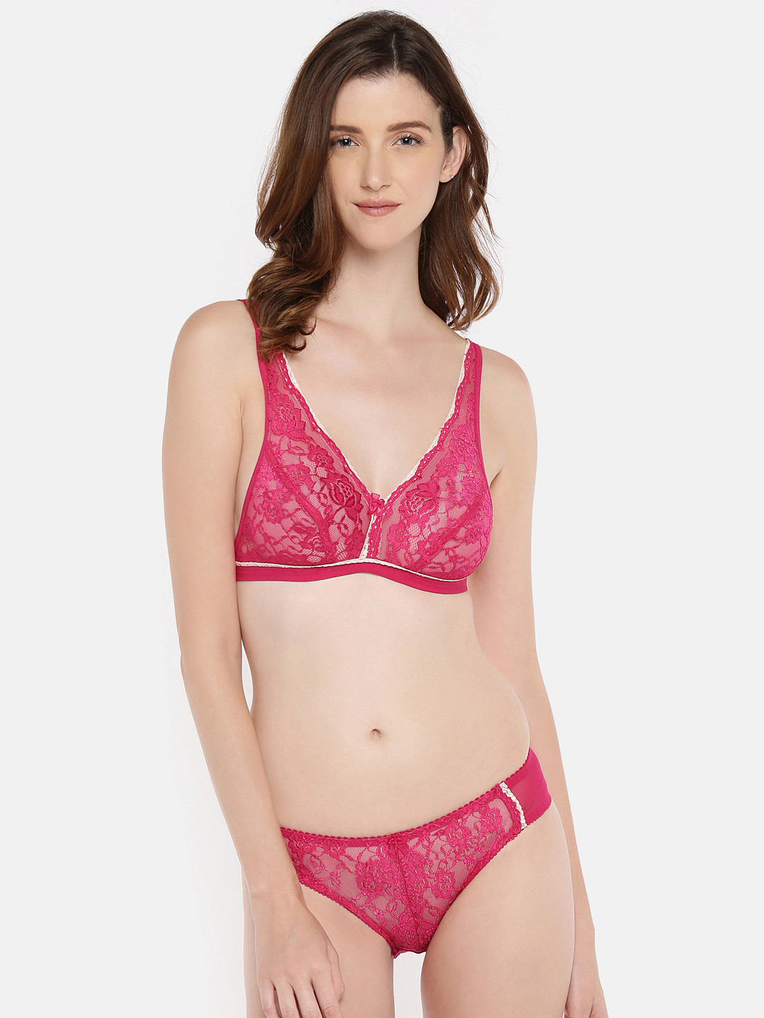 

Lady Love Pink Solid Lingerie Set LLSET4055