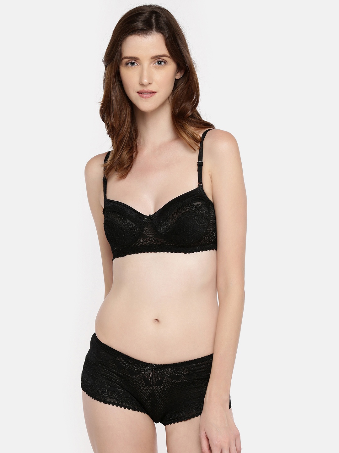 

Lady Love Black Self Design Lingerie Set LLSET5041