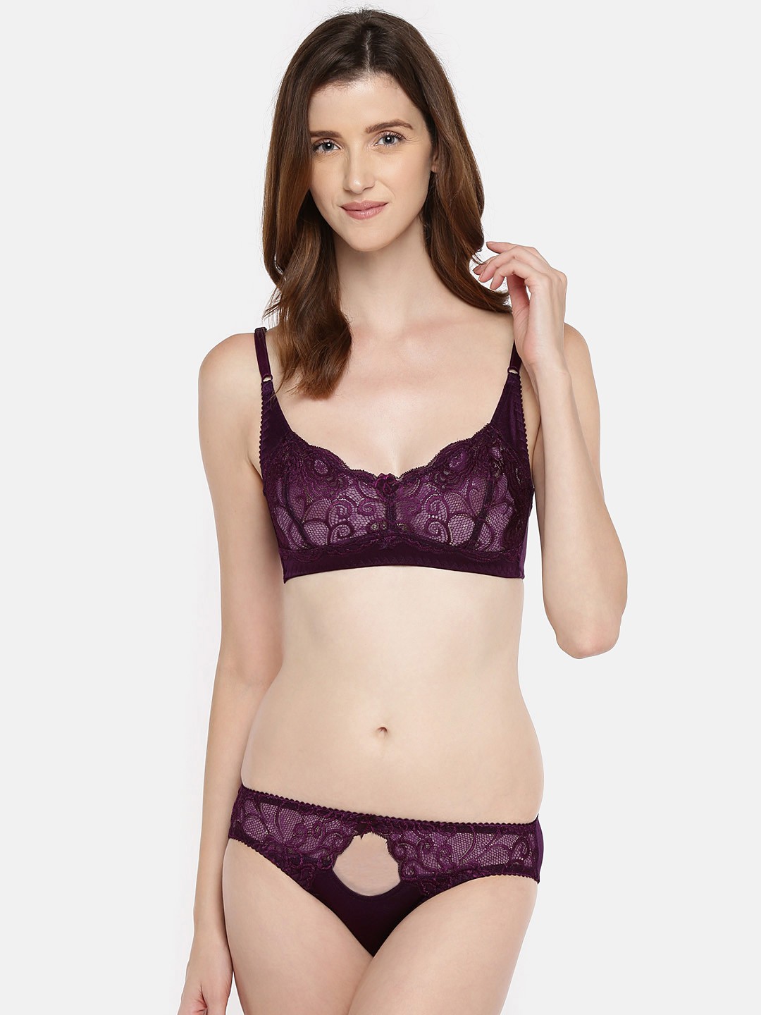 

Lady Love Women Purple Self Designed Lingerie Set LLSET4054