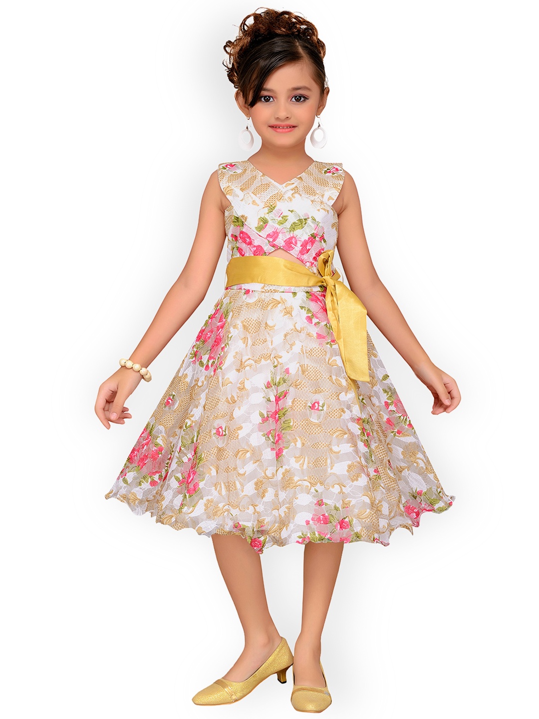 

ADIVA Girls Pink Printed Fit and Flare Dress