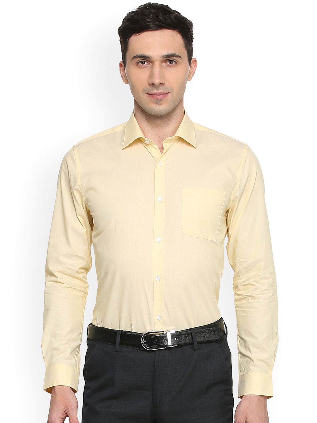 

Peter England Elite Men Yellow Solid Slim Fit Formal Shirt