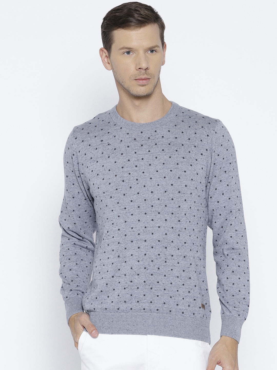 

U.S. Polo Assn. Denim Co. Men Grey Melange Printed Pullover