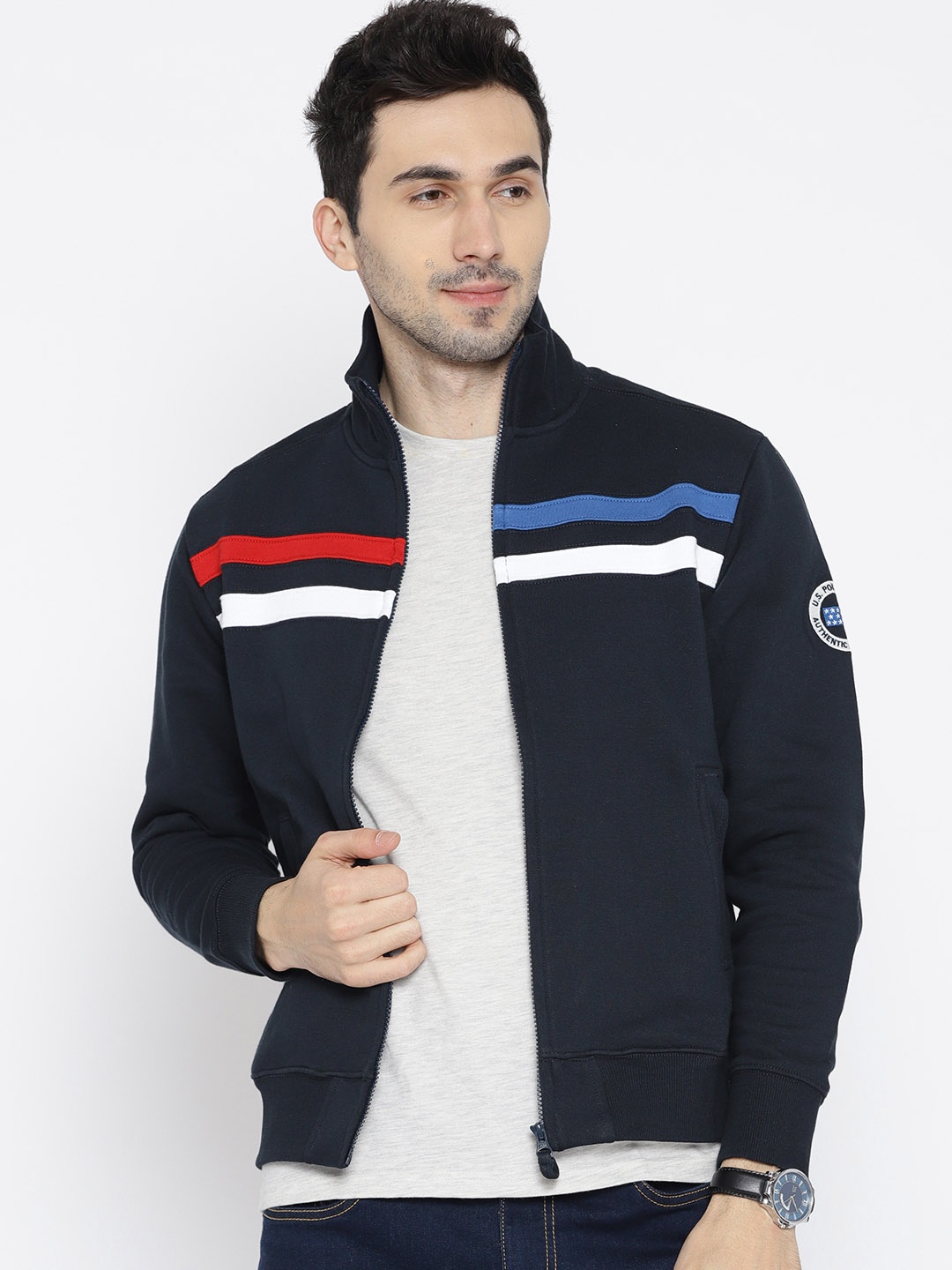 

U.S. Polo Assn. Men Navy Blue Solid Sweatshirt