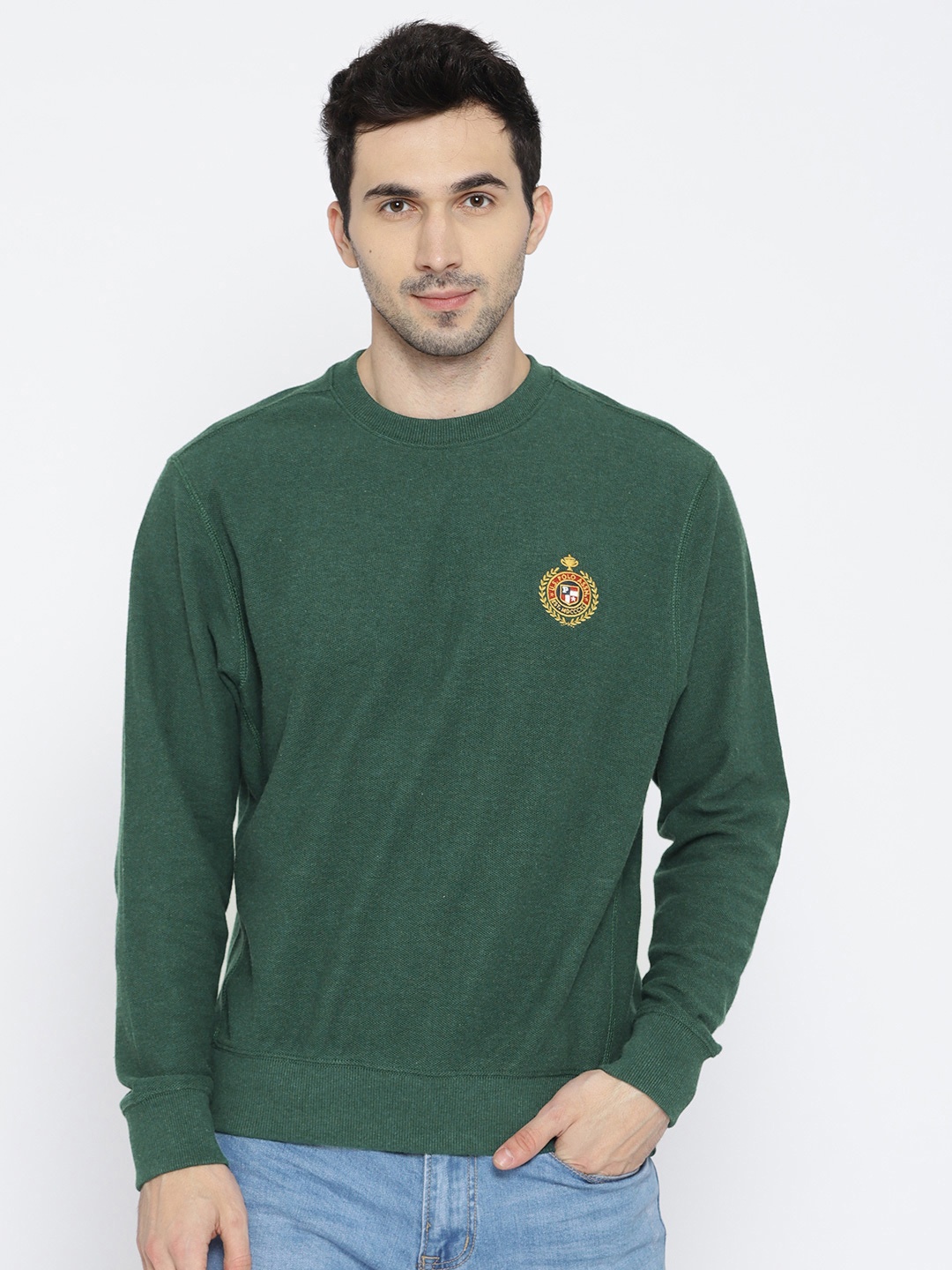 

U.S. Polo Assn. Men Green Solid Sweatshirt