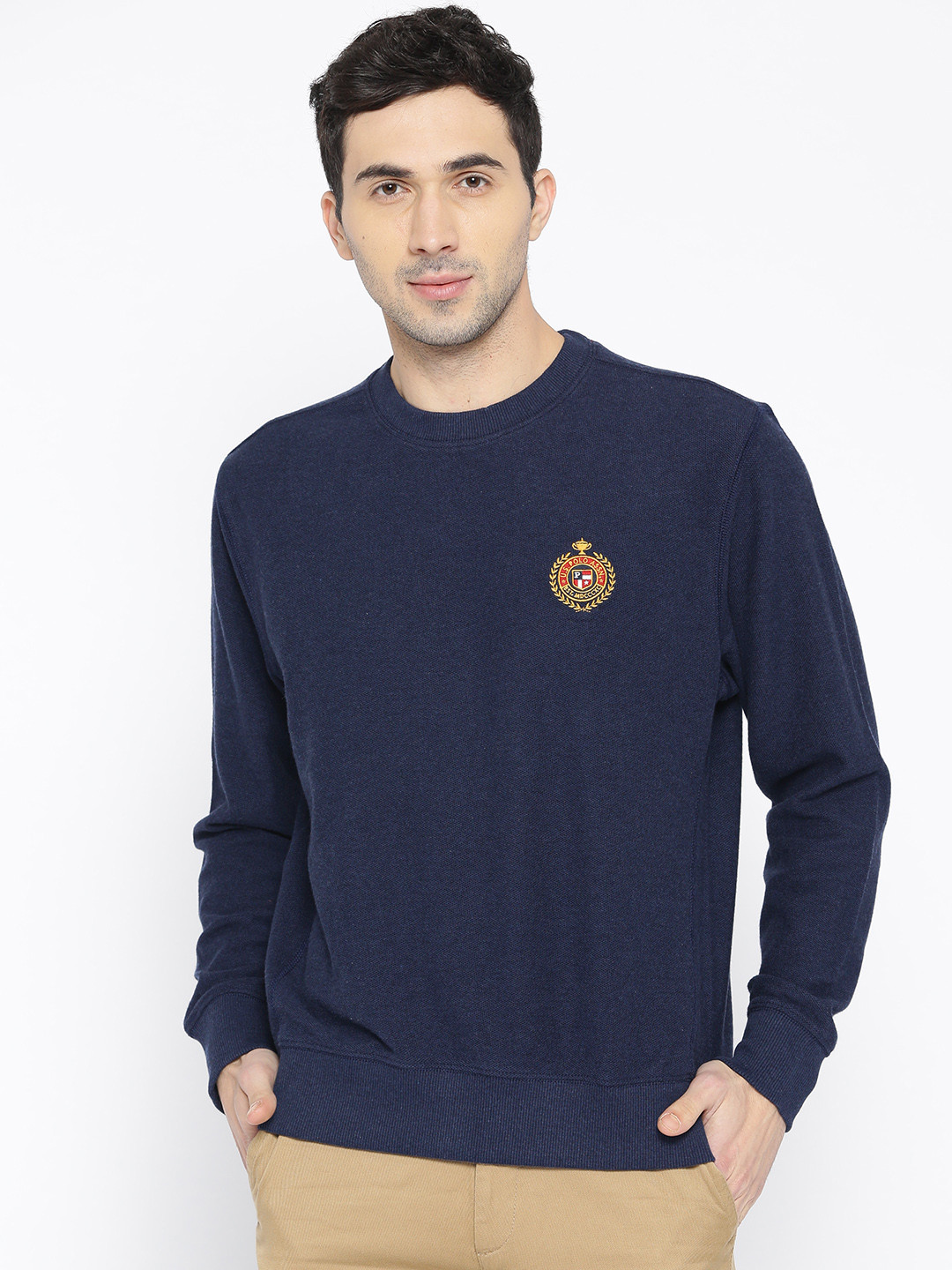 

U.S. Polo Assn. Men Navy Blue Solid Sweatshirt