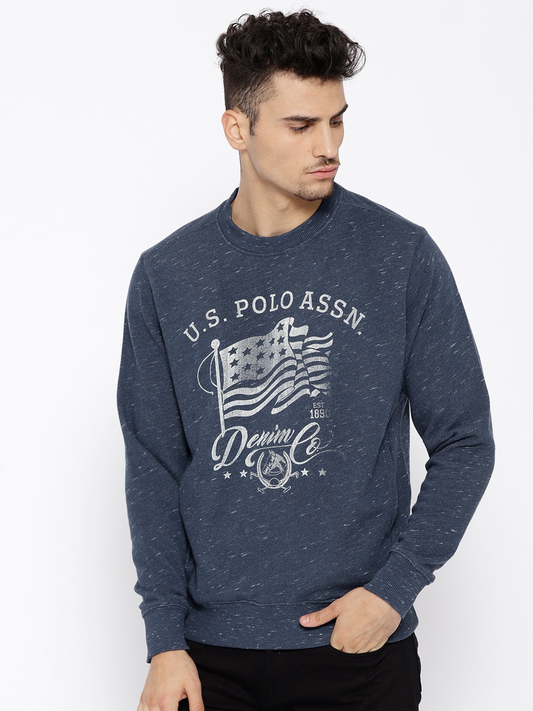 

U.S. Polo Assn. Denim Co. Men Blue Printed Sweatshirt