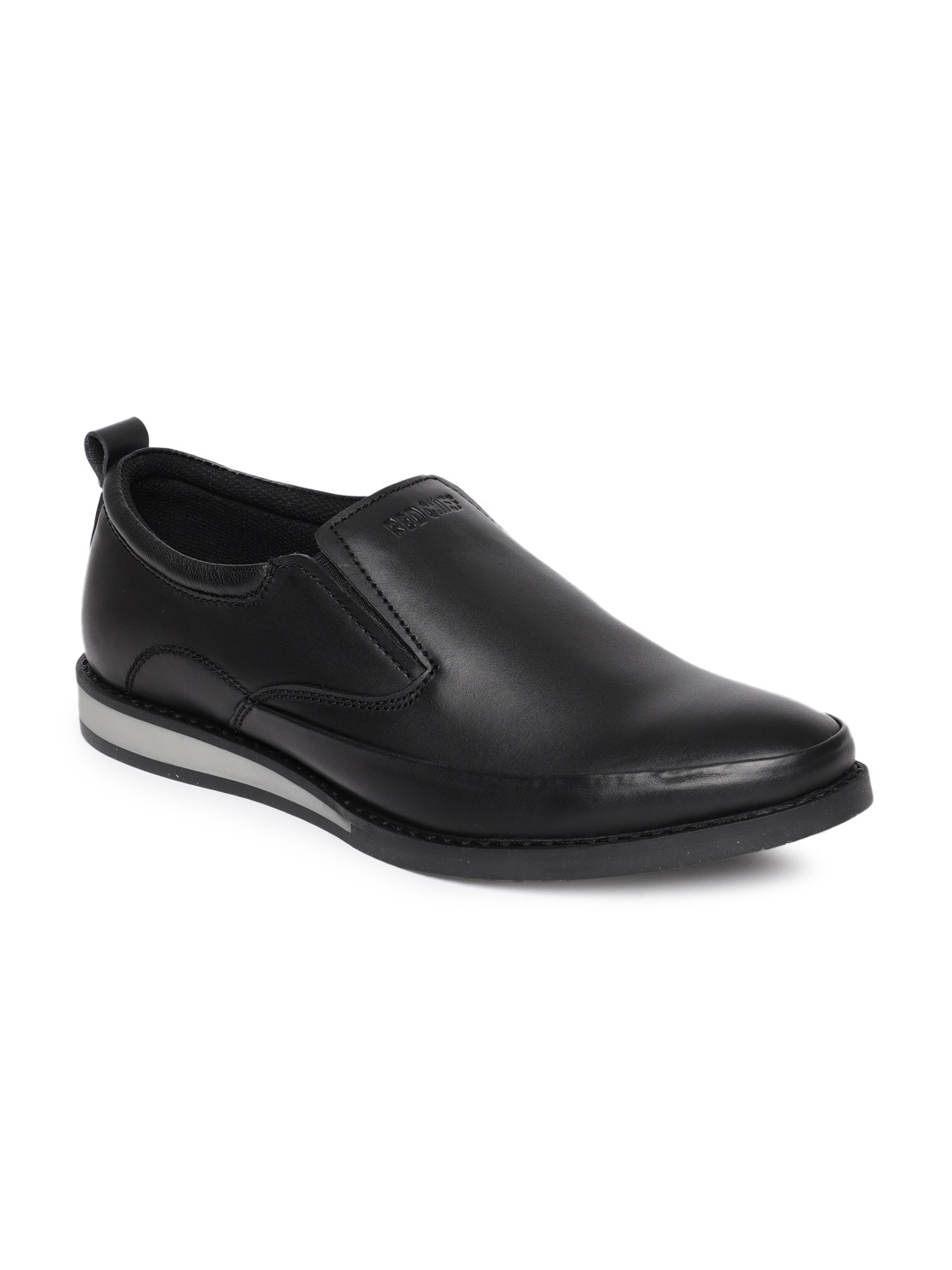 

Red Chief Men Black Real Leather Slip-On Sneakers