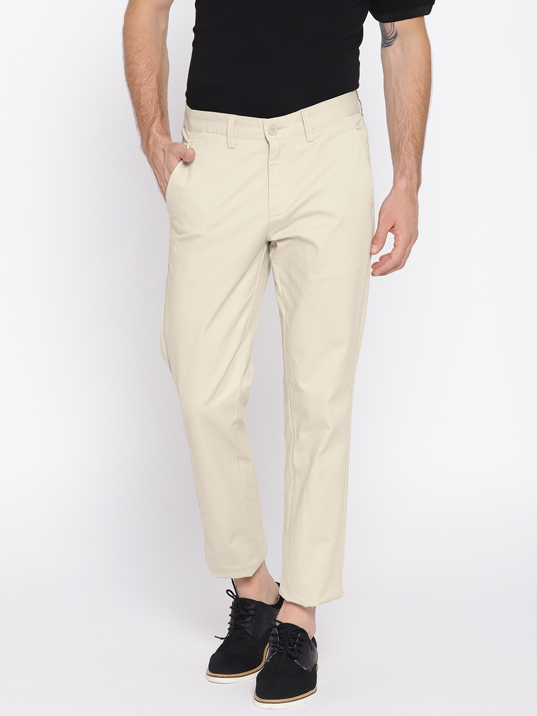 

Octave Men Beige Regular Fit Printed Trousers